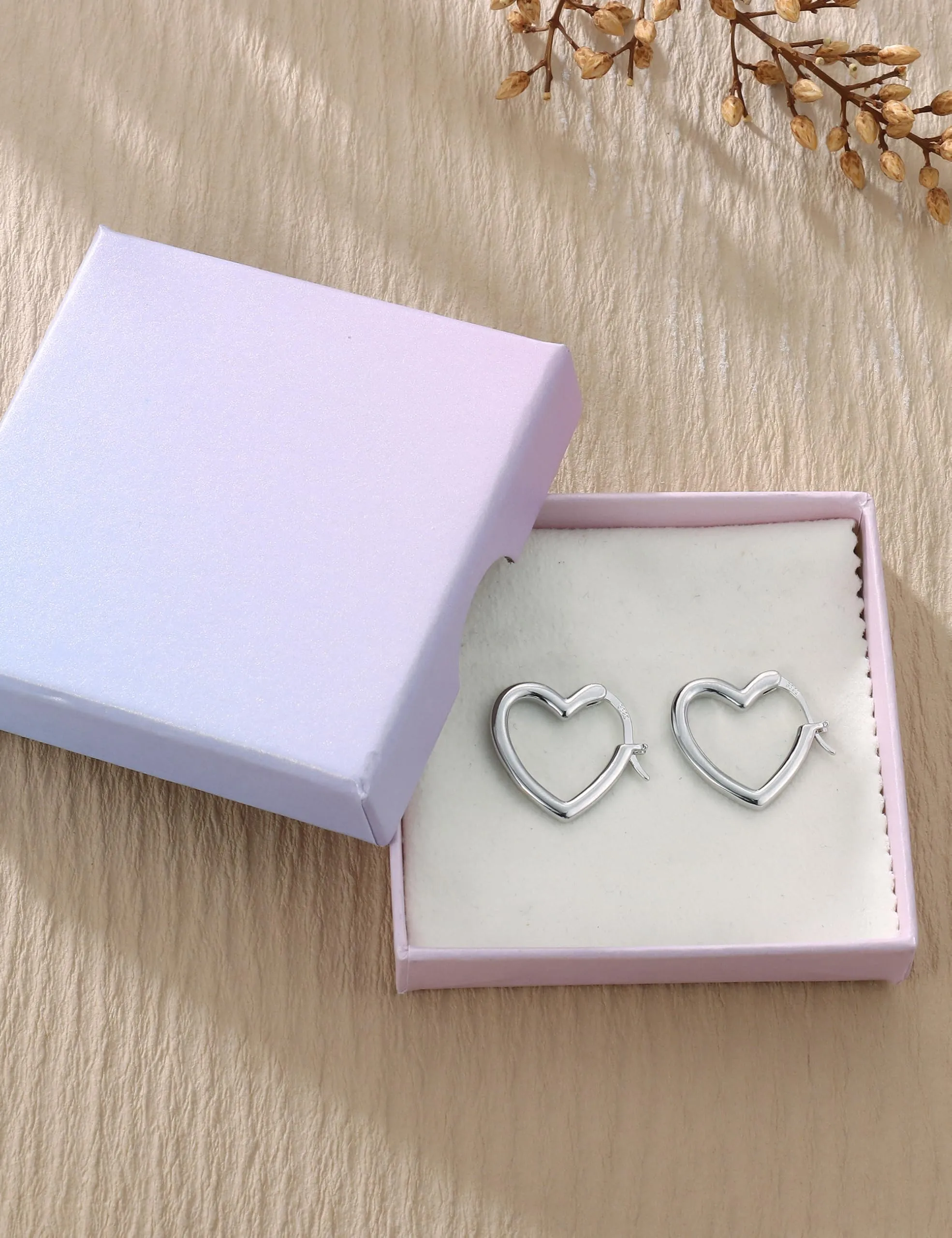 Adramata Orecchini Donna Cerchio Con Cuore Perni In Argento 925 - immagine 3