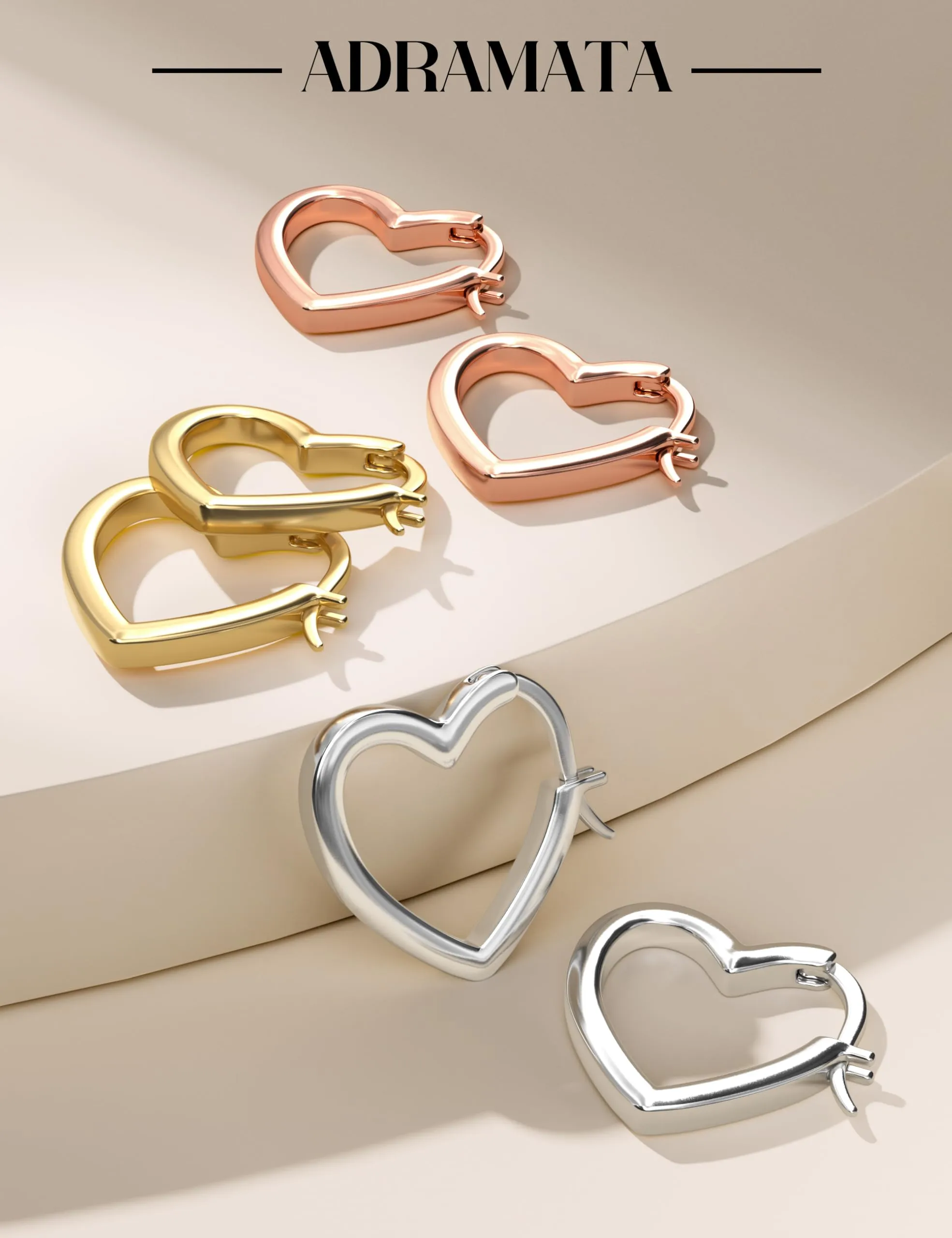 Adramata Orecchini Donna Cerchio Con Cuore Perni In Argento 925 - immagine 5