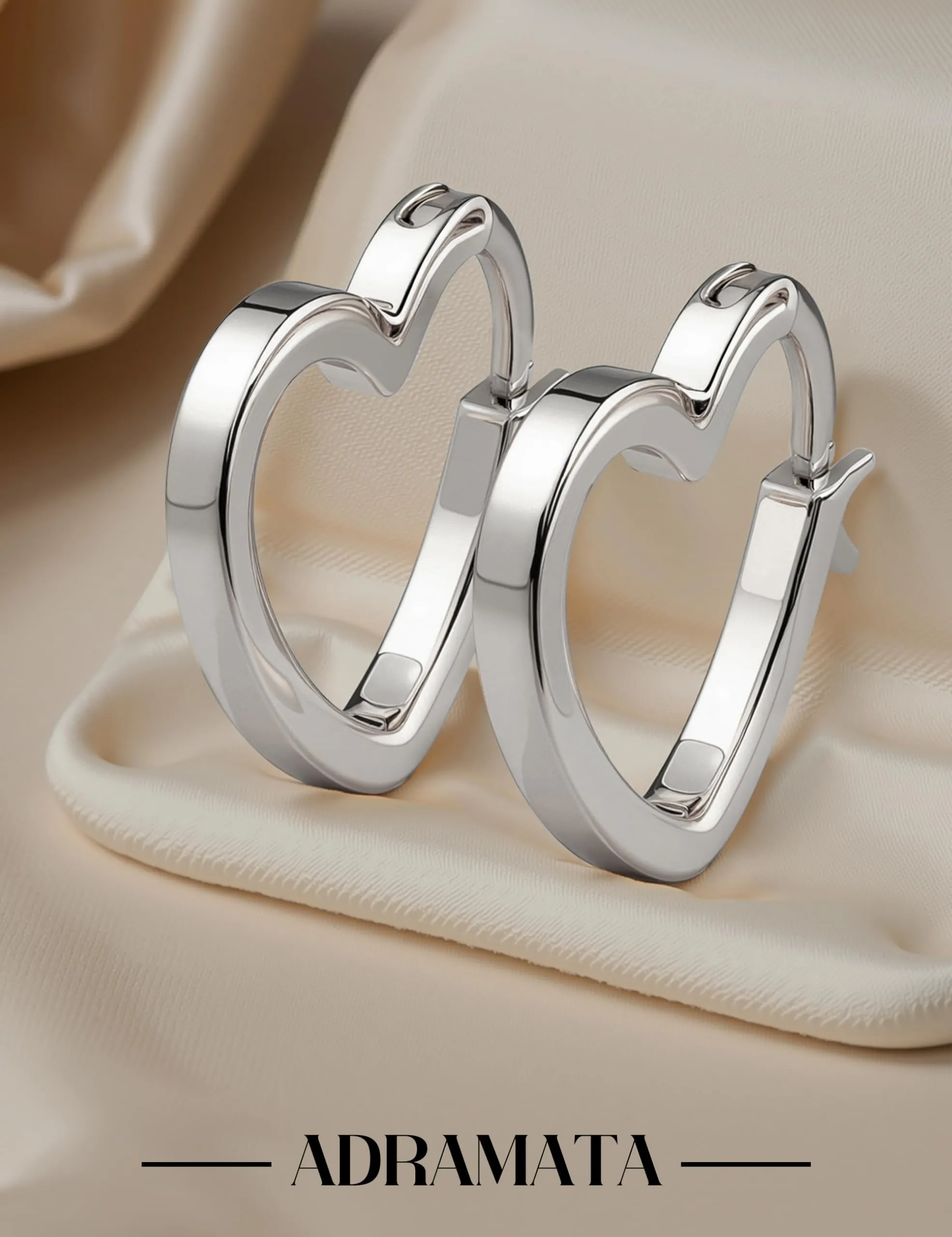 Adramata Orecchini Donna Cerchio Con Cuore Perni In Argento 925 - immagine 7
