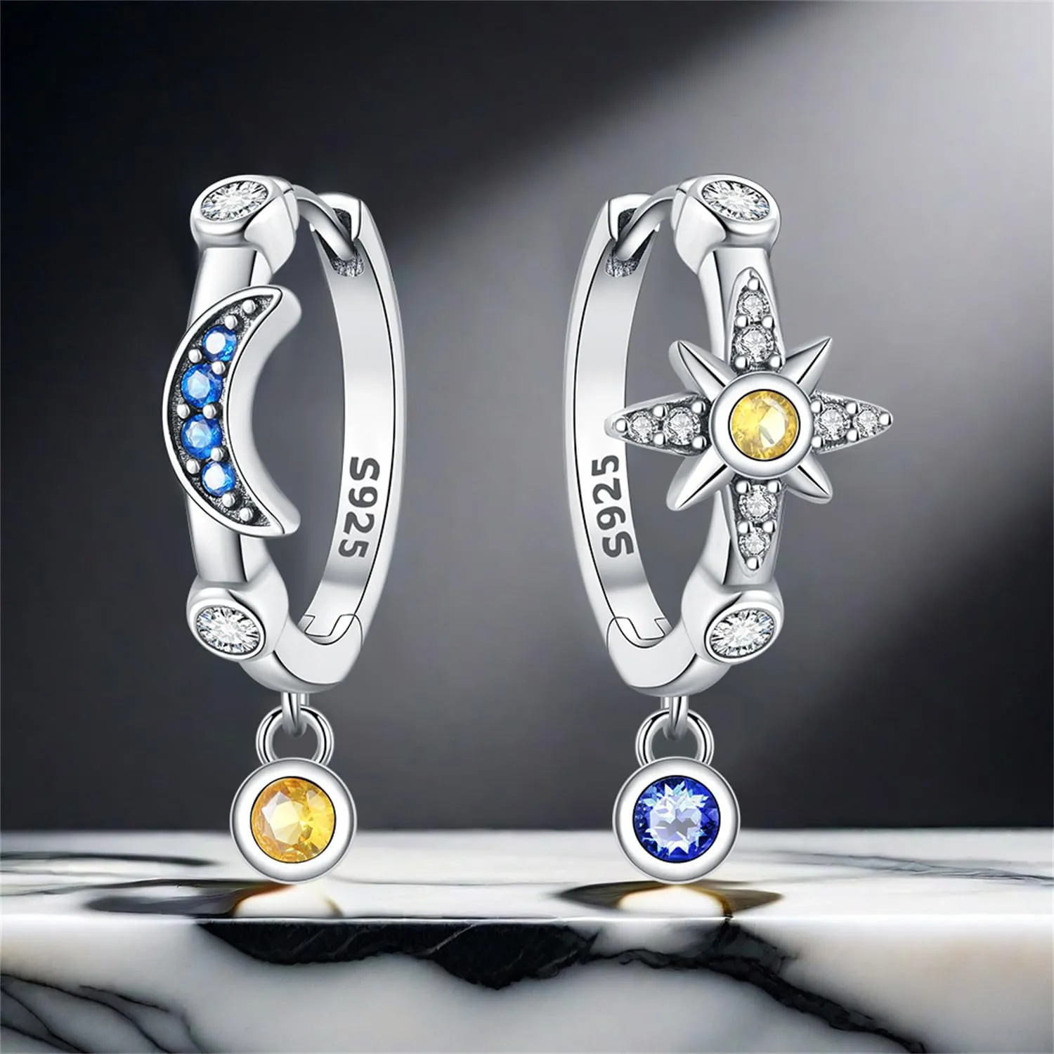 CYMYSS Orecchini Donna Pendenti Orecchini Donna Argento 925 Pendenti Orecchini Pendenti Donna Orecchini Anallergici Donna Orecchini Pendenti Argento Earrings for Women - immagine 5
