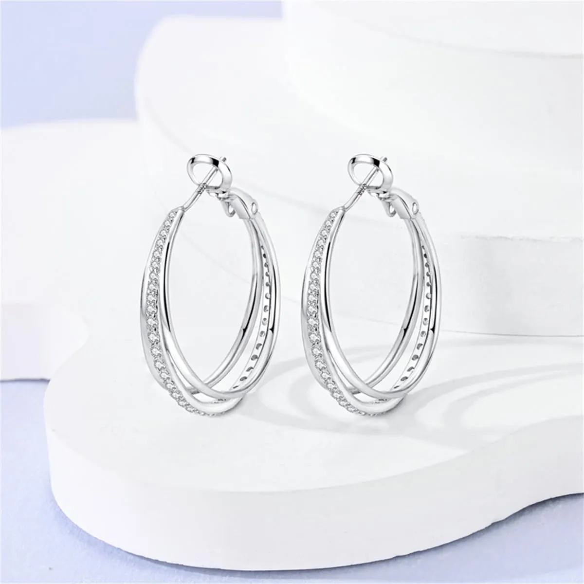 CYMYSS Orecchini Donna Argento 925 Orecchini Argento 925 a cerchio per uomini e donne Orecchini Anallergici Donna Orecchini a Cerchio Regali per Signore - immagine 3