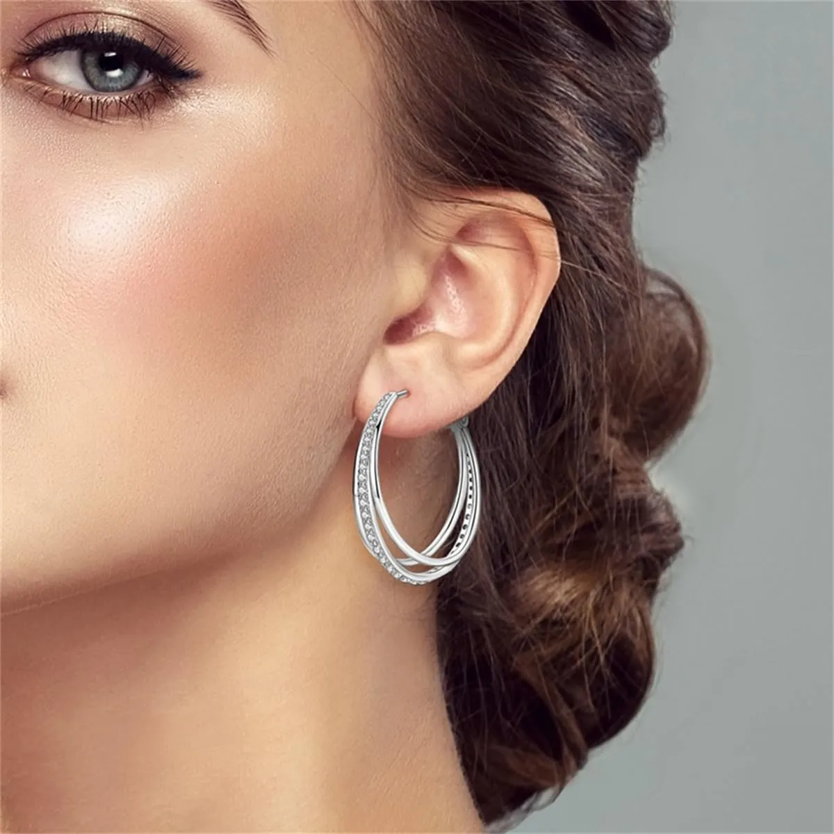 CYMYSS Orecchini Donna Argento 925 Orecchini Argento 925 a cerchio per uomini e donne Orecchini Anallergici Donna Orecchini a Cerchio Regali per Signore - immagine 4