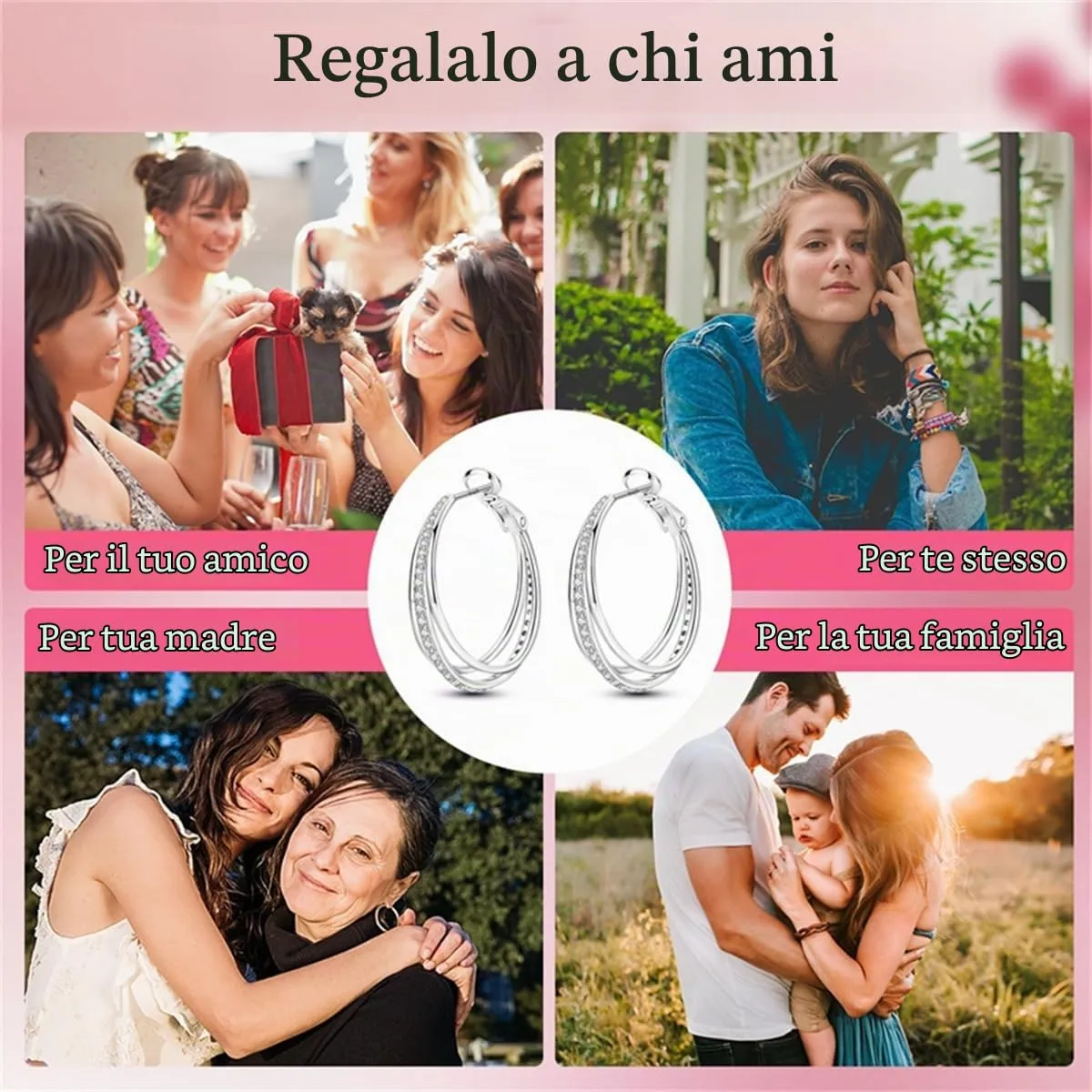 CYMYSS Orecchini Donna Argento 925 Orecchini Argento 925 a cerchio per uomini e donne Orecchini Anallergici Donna Orecchini a Cerchio Regali per Signore - immagine 5