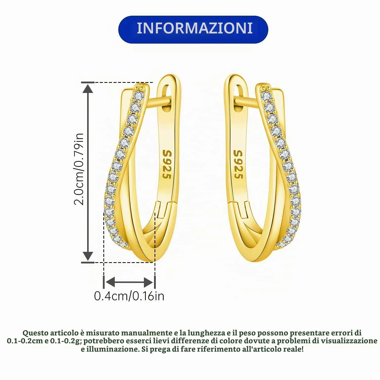 CYMYSS Orecchini Oro Donna in Argento 925 Placcato Oro 18K, Orecchini Dorati Eleganti e Leggeri, Gioielli Donna per Uso Quotidiano, Occasioni Speciali e Regalo - immagine 3