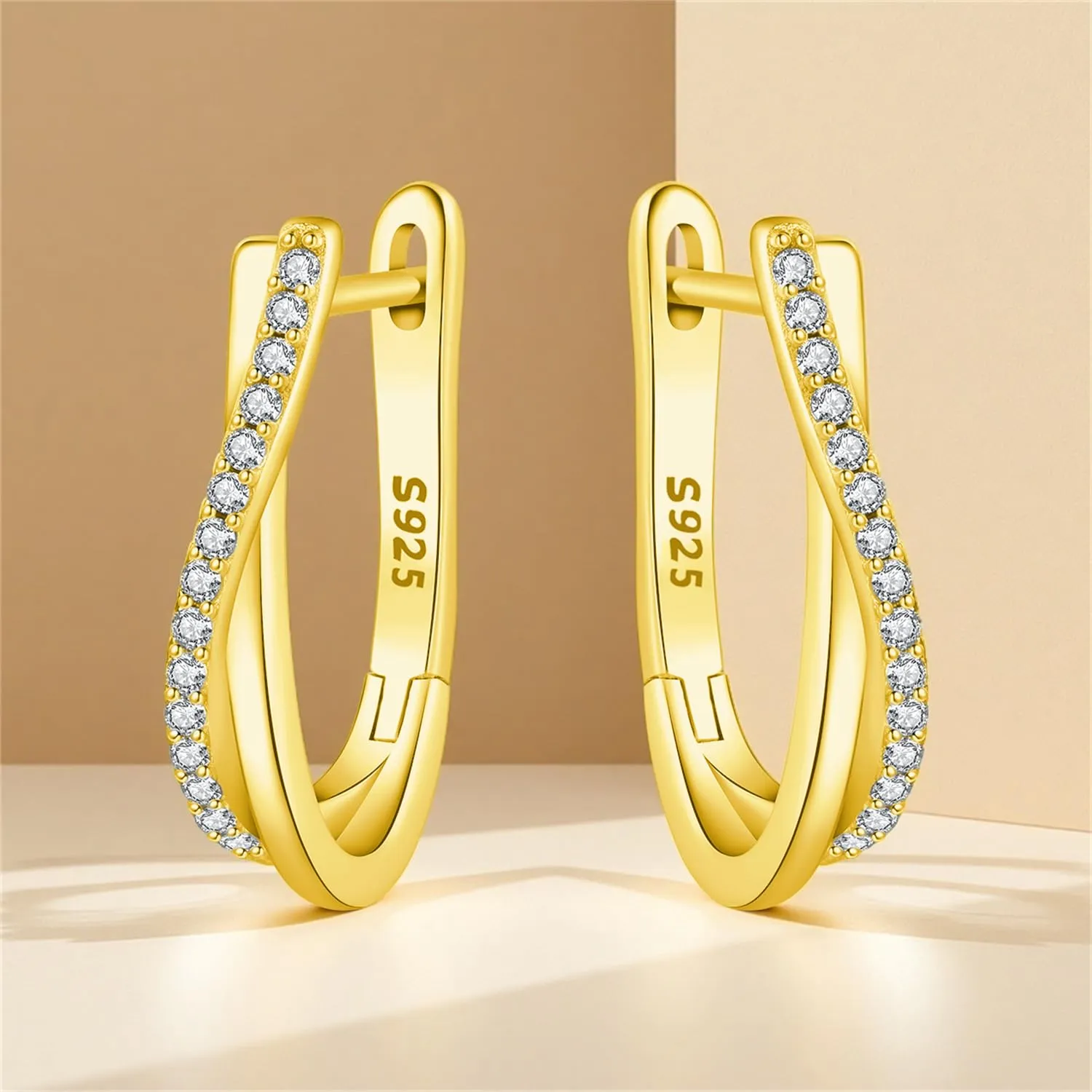CYMYSS Orecchini Oro Donna in Argento 925 Placcato Oro 18K, Orecchini Dorati Eleganti e Leggeri, Gioielli Donna per Uso Quotidiano, Occasioni Speciali e Regalo - immagine 6