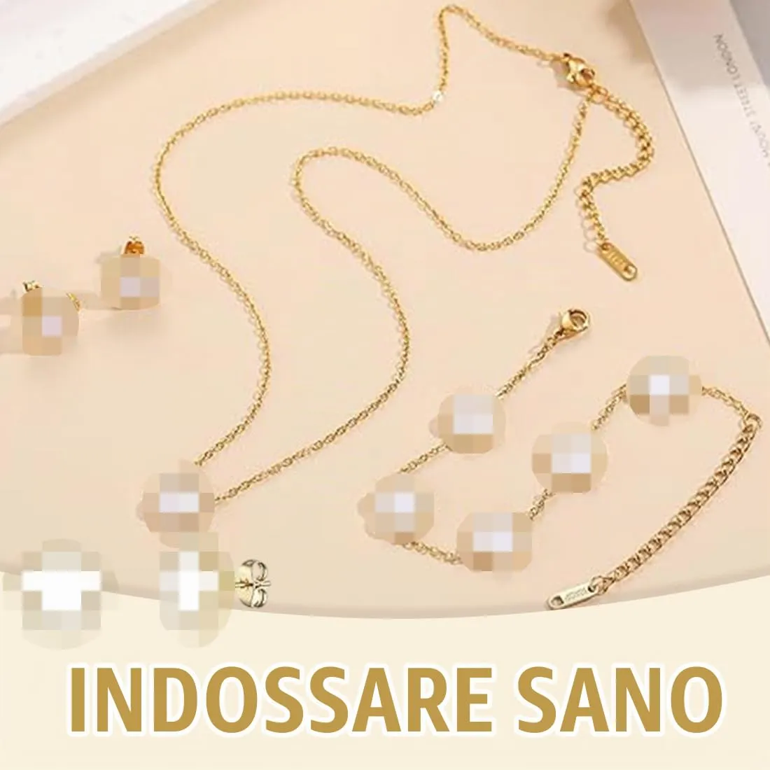 EIROVYA 3 Pezzi Parure Gioielli Donna con Quadrifoglio, Set Regalo Donna, Placcato Oro Collana Orecchini Bracciali Set, Mode Gioielli per Donne e Ragazze Regali Fortunati per Mamma Moglie Fidanzata - immagine 5
