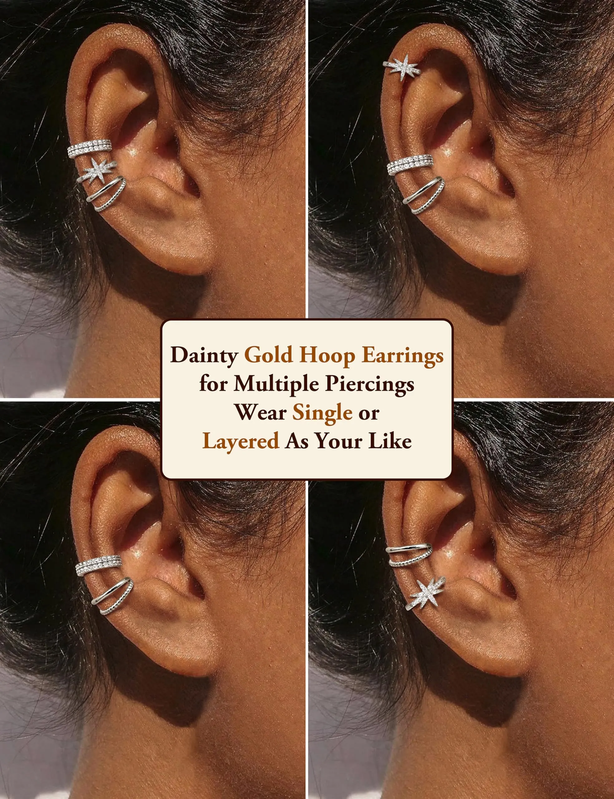 MILACOLATO Ear Cuff Orecchini da Donna Color Oro Orecchini Senza Buco - immagine 2