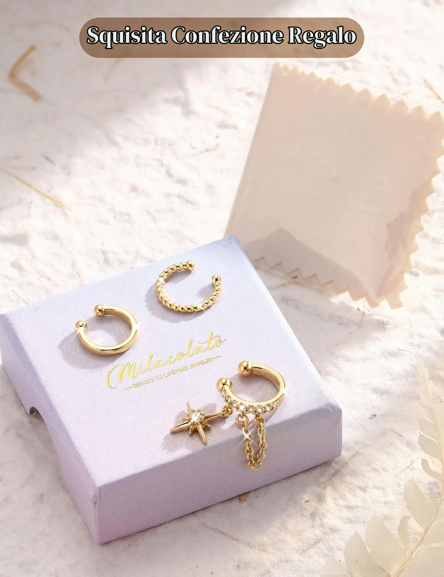 MILACOLATO Ear Cuff Orecchini da Donna Color Oro Orecchini Senza Buco - immagine 7