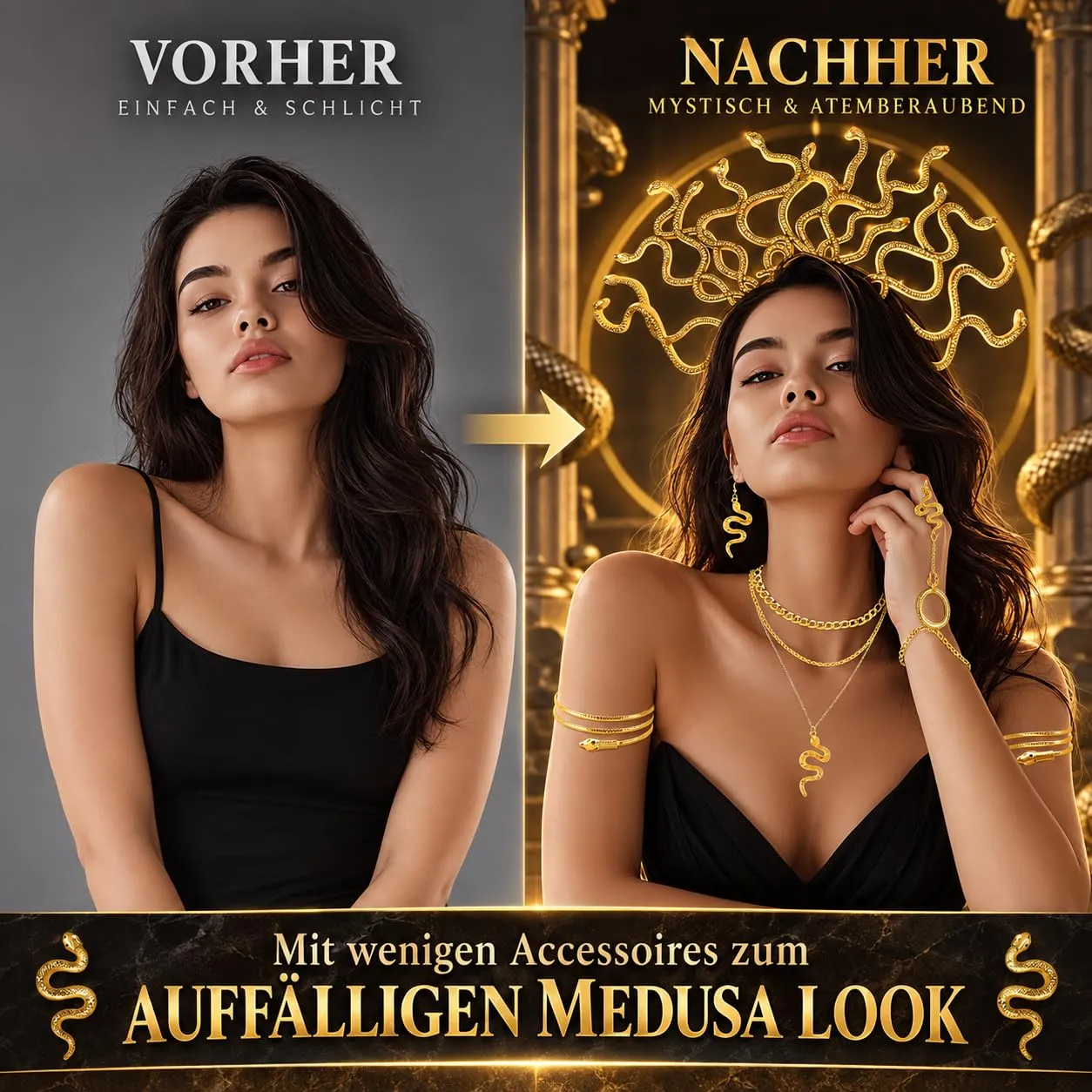 AIGOHOM Medusa, accessori per costume da donna, set di 8 gioielli a forma - immagine 4