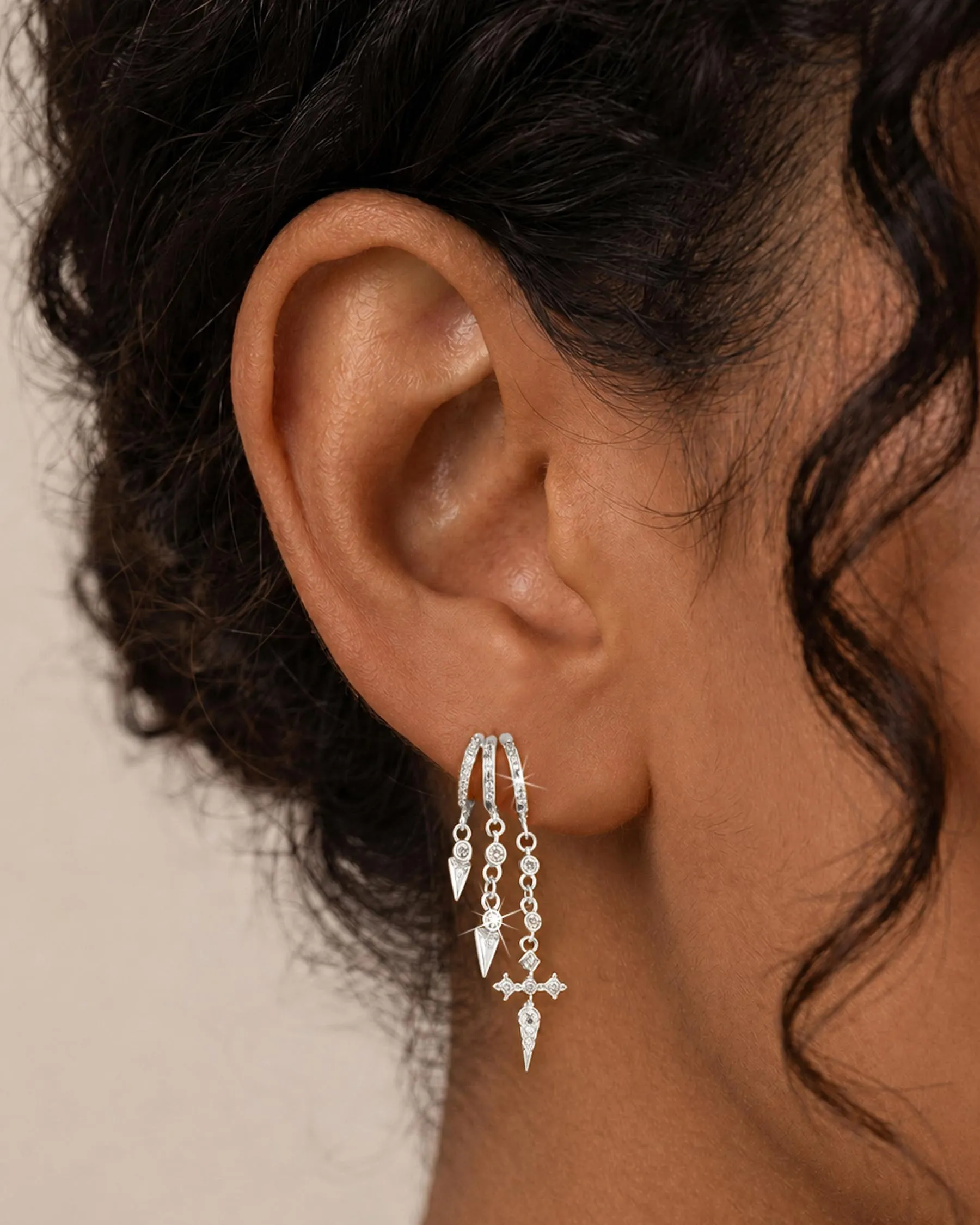 HANLI Orecchini Cerchio Pendenti Donna Argento 925 e Zirconi Cubici Anallergici Leggeri Trendy Gioielli di Moda per le Donne - immagine 2