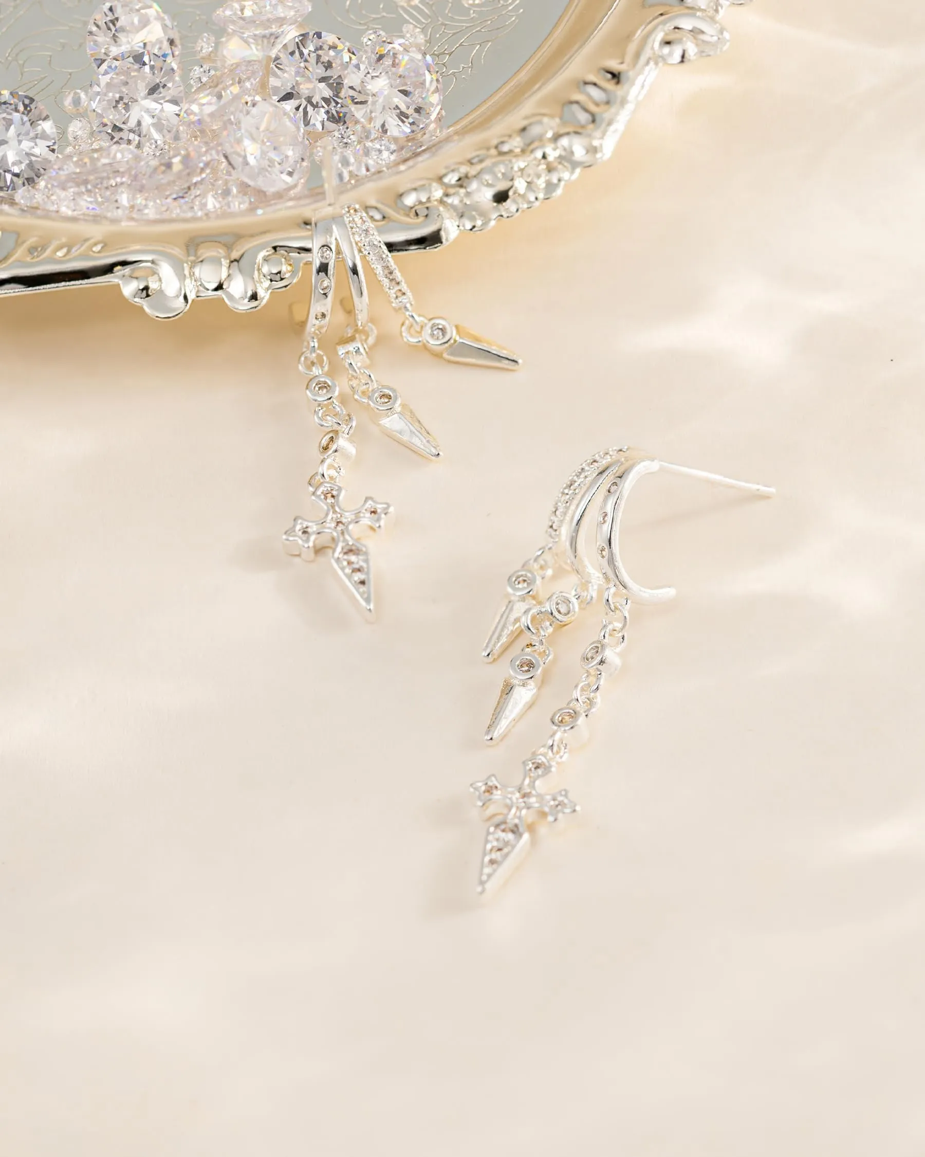 HANLI Orecchini Cerchio Pendenti Donna Argento 925 e Zirconi Cubici Anallergici Leggeri Trendy Gioielli di Moda per le Donne - immagine 4