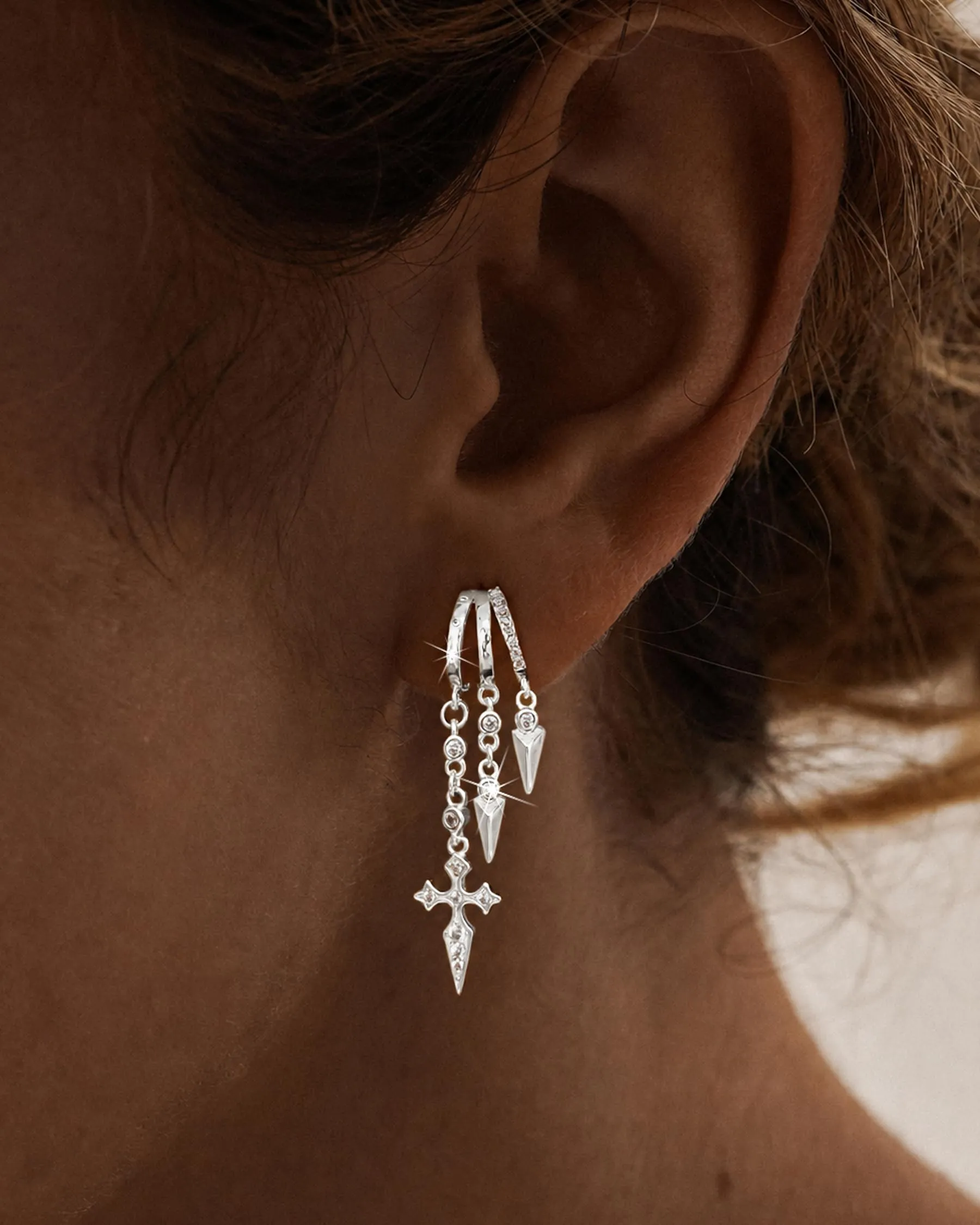 HANLI Orecchini Cerchio Pendenti Donna Argento 925 e Zirconi Cubici Anallergici Leggeri Trendy Gioielli di Moda per le Donne - immagine 5