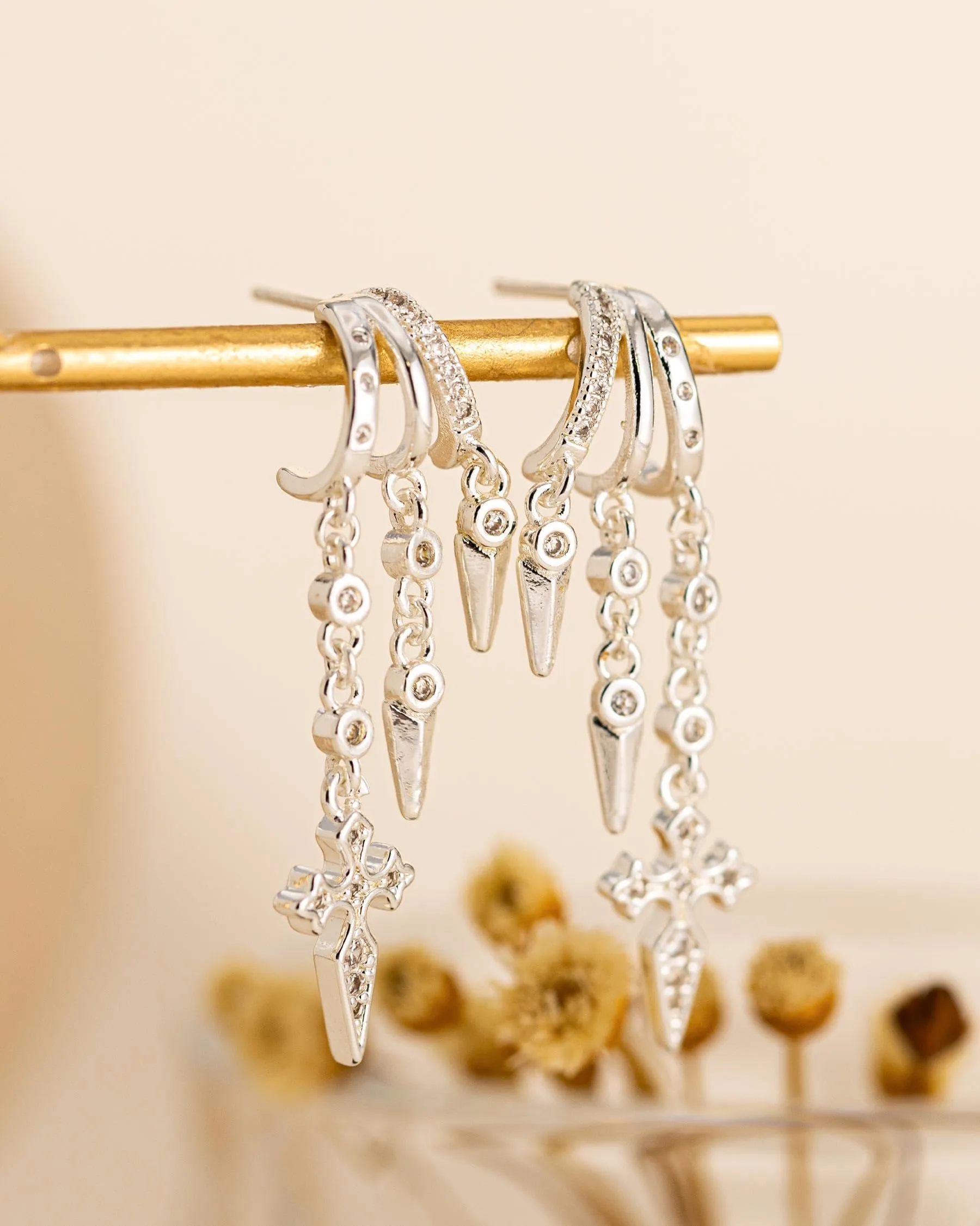 HANLI Orecchini Cerchio Pendenti Donna Argento 925 e Zirconi Cubici Anallergici Leggeri Trendy Gioielli di Moda per le Donne - immagine 6