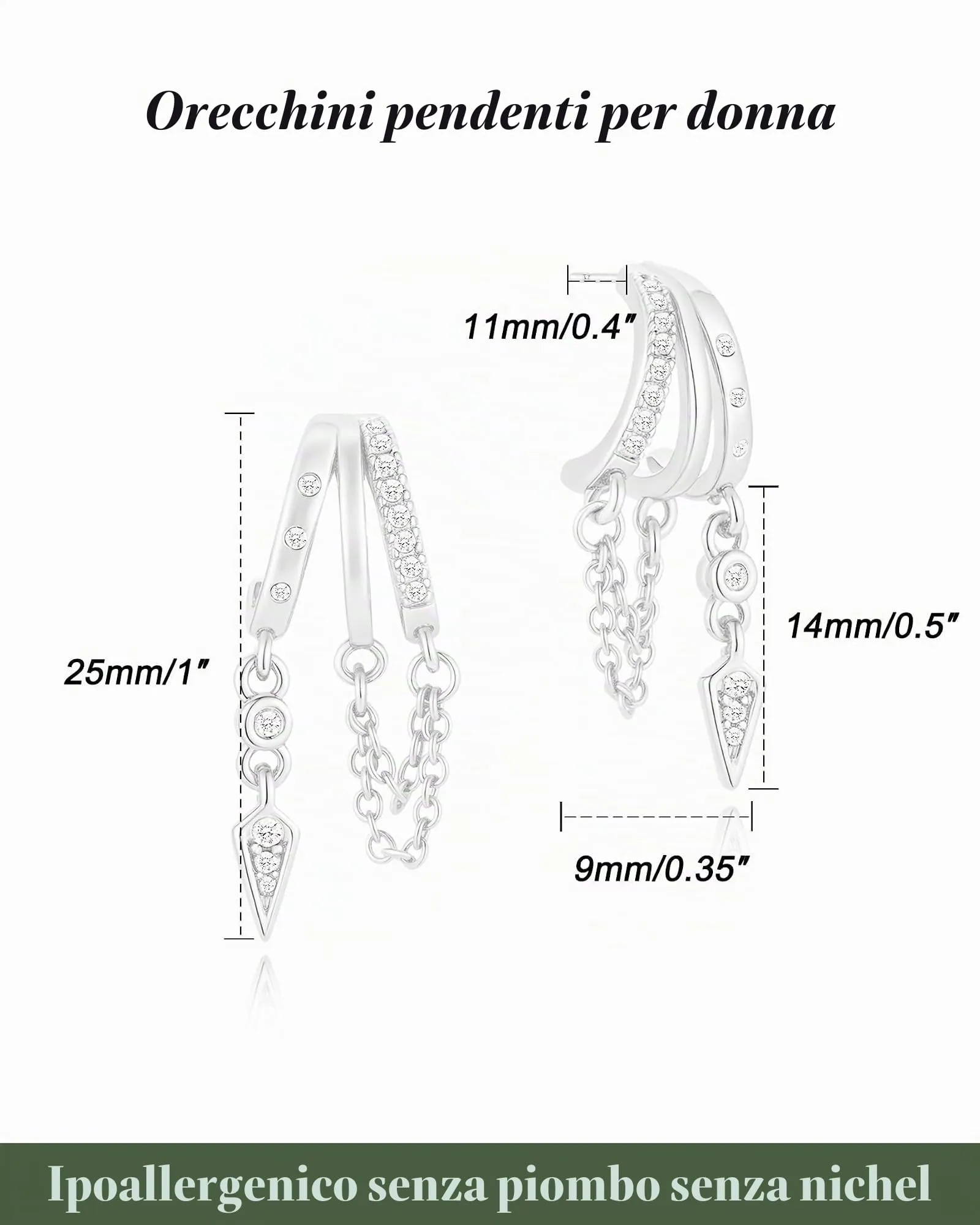 HANLI Orecchini Cerchio Pendenti Donna Argento 925 e Zirconi Cubici Anallergici Leggeri Trendy Gioielli di Moda per le Donne - immagine 3