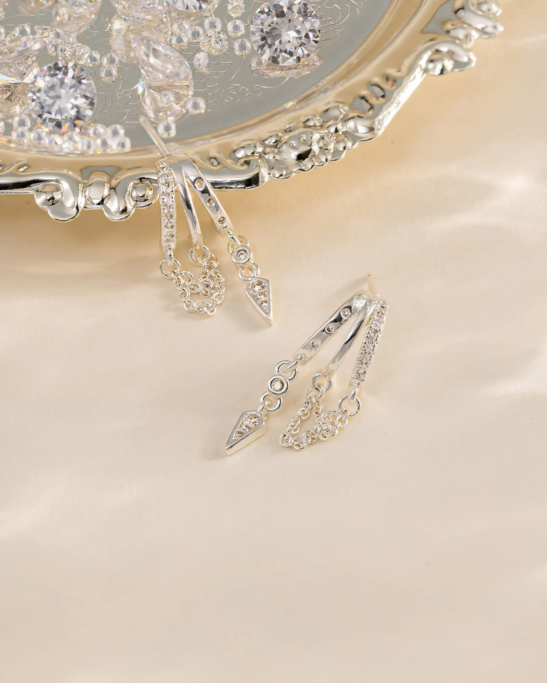 HANLI Orecchini Cerchio Pendenti Donna Argento 925 e Zirconi Cubici Anallergici Leggeri Trendy Gioielli di Moda per le Donne - immagine 4