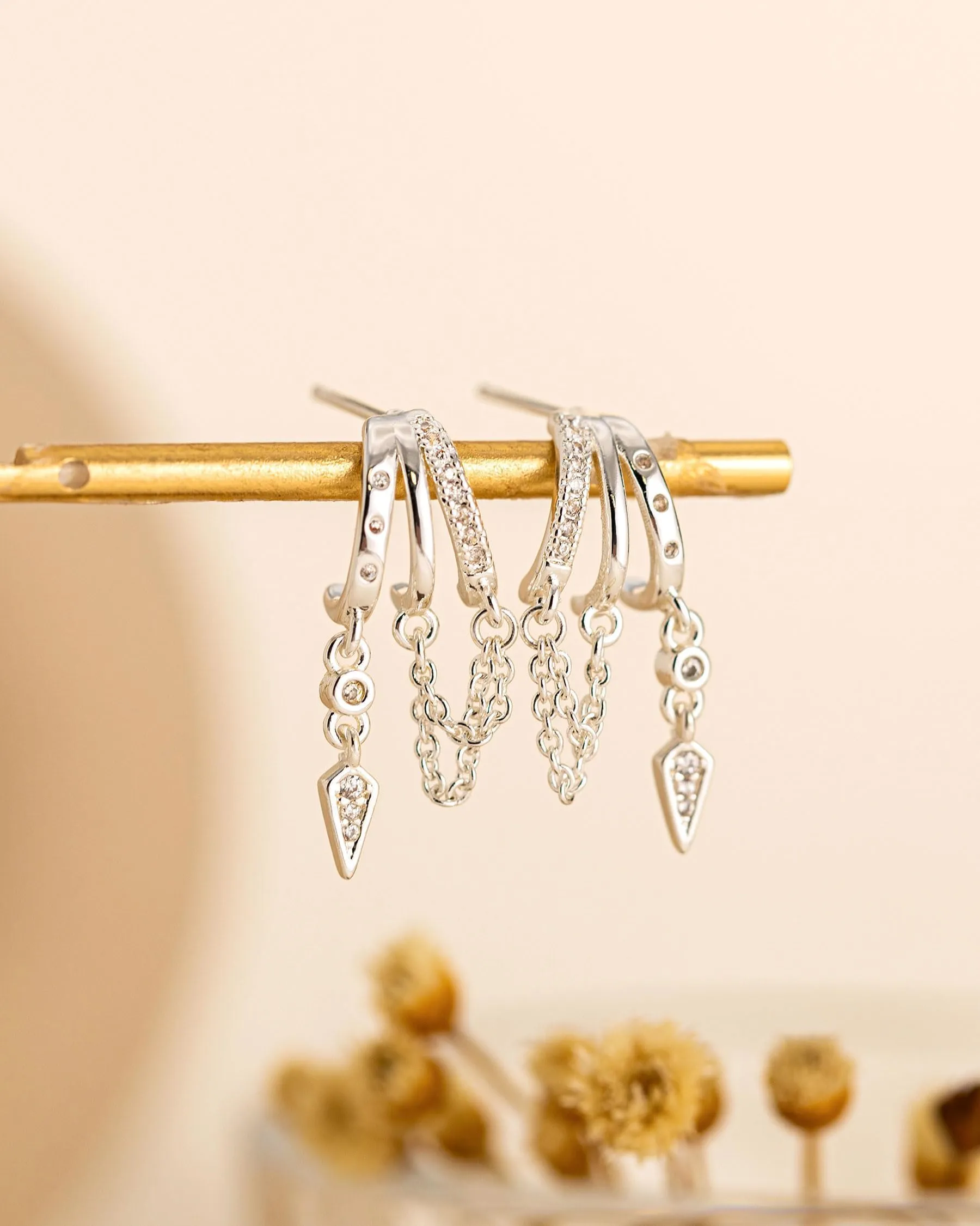 HANLI Orecchini Cerchio Pendenti Donna Argento 925 e Zirconi Cubici Anallergici Leggeri Trendy Gioielli di Moda per le Donne - immagine 5