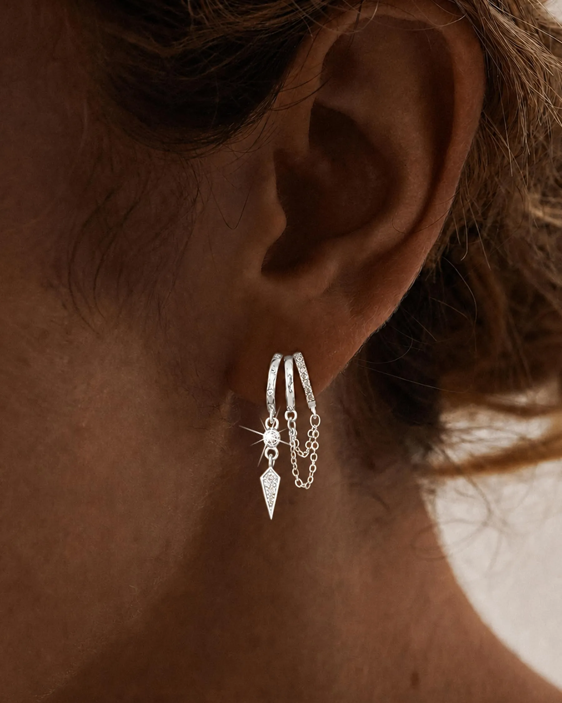 HANLI Orecchini Cerchio Pendenti Donna Argento 925 e Zirconi Cubici Anallergici Leggeri Trendy Gioielli di Moda per le Donne - immagine 6