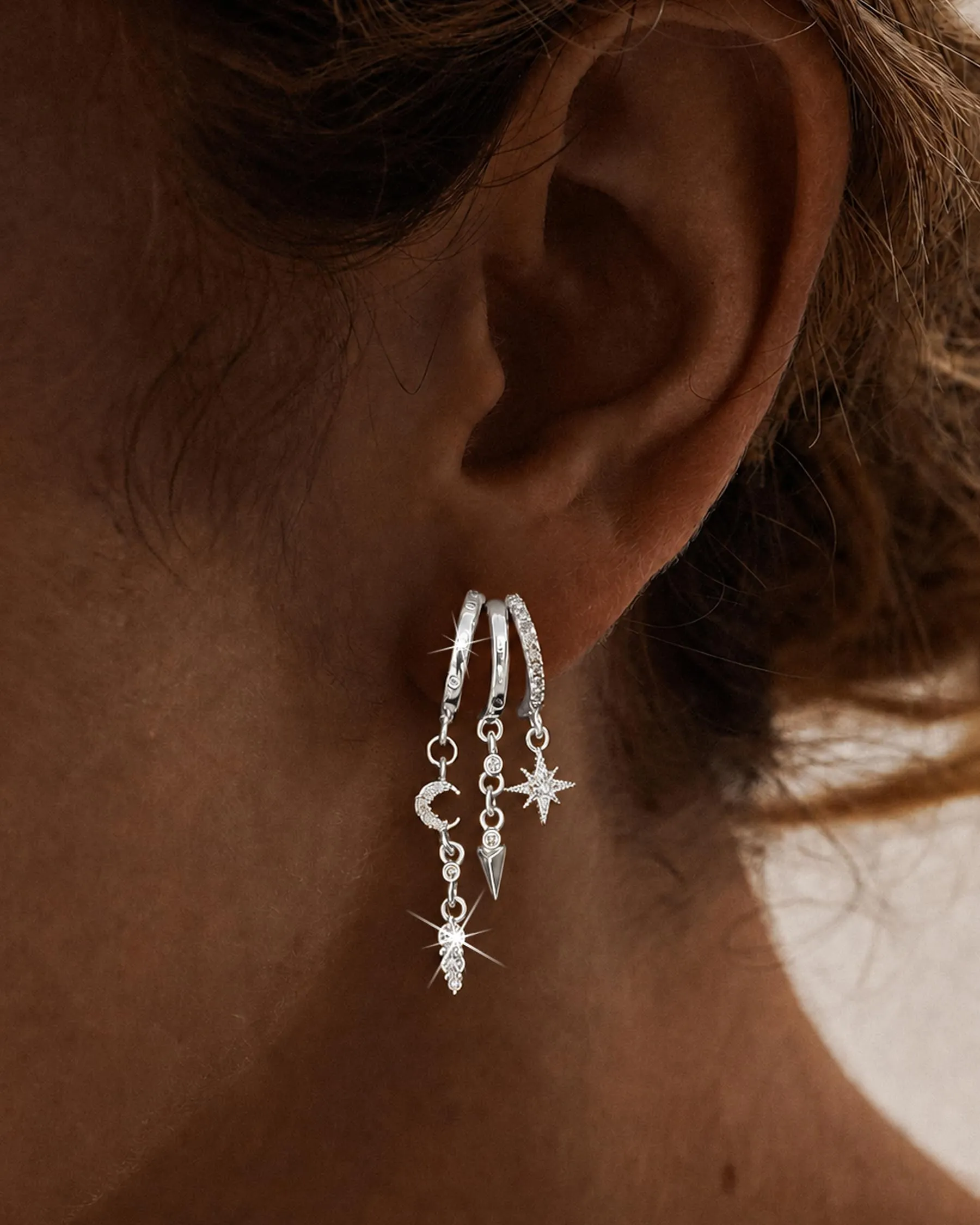 HANLI Orecchini Cerchio Pendenti Donna Argento 925 e Zirconi Cubici Anallergici Leggeri Trendy Gioielli di Moda per le Donne - immagine 4