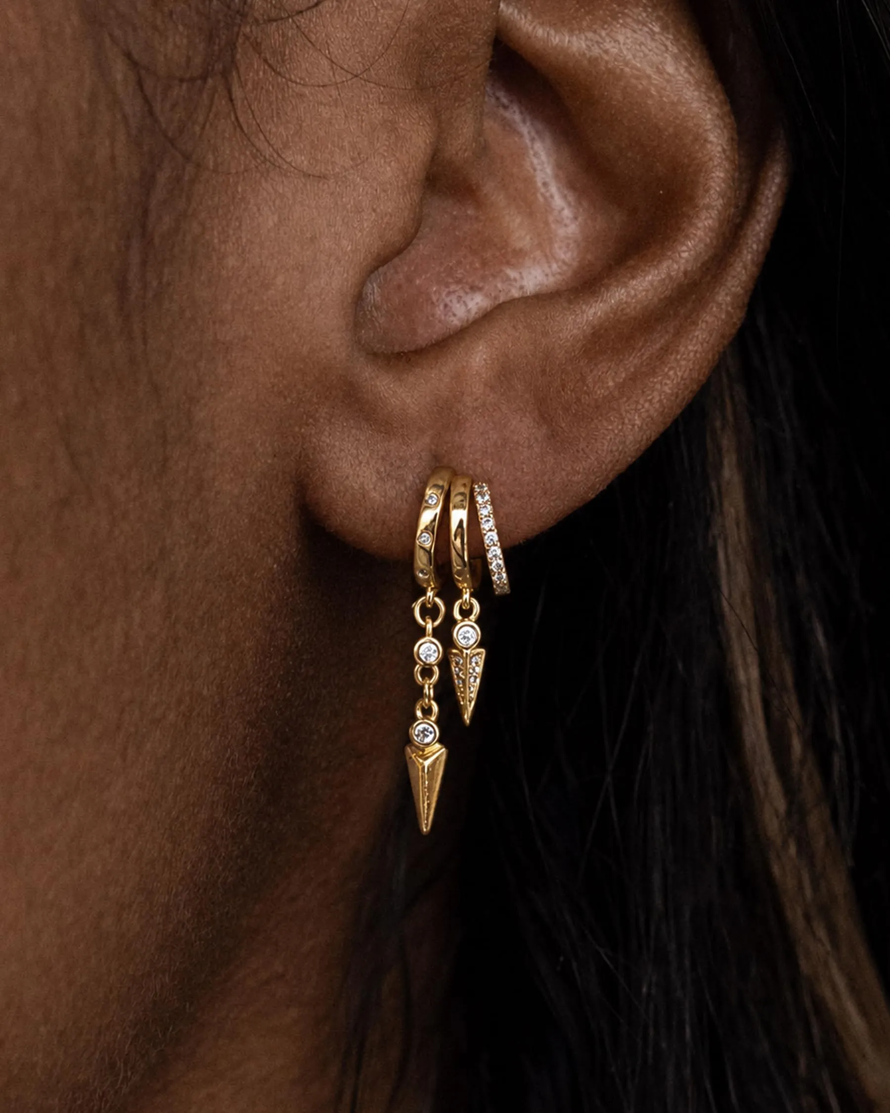 HANLI Orecchini Cerchio Pendenti Donna Oro Placcato 14K e Zirconi Cubici Anallergici Leggeri Trendy Gioielli di Moda per le Donne - immagine 2