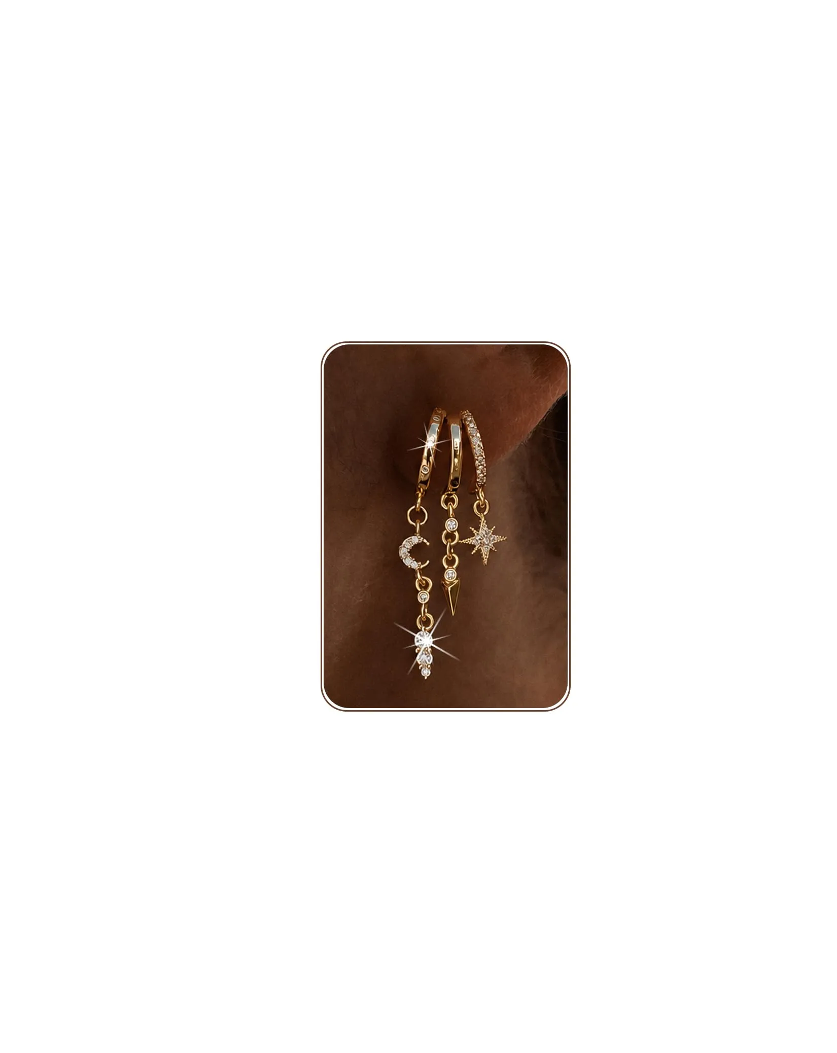 HANLI Orecchini Cerchio Pendenti Donna Oro Placcato 14K e Zirconi Cubici Anallergici Leggeri Trendy Gioielli di Moda per le Donne - immagine 1