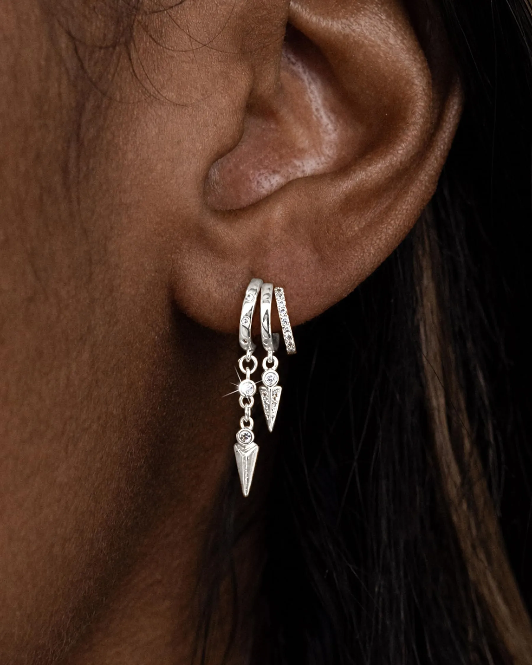 HANLI Orecchini Cerchio Pendenti Donna Argento 925 e Zirconi Cubici Anallergici Leggeri Trendy Gioielli di Moda per le Donne - immagine 2