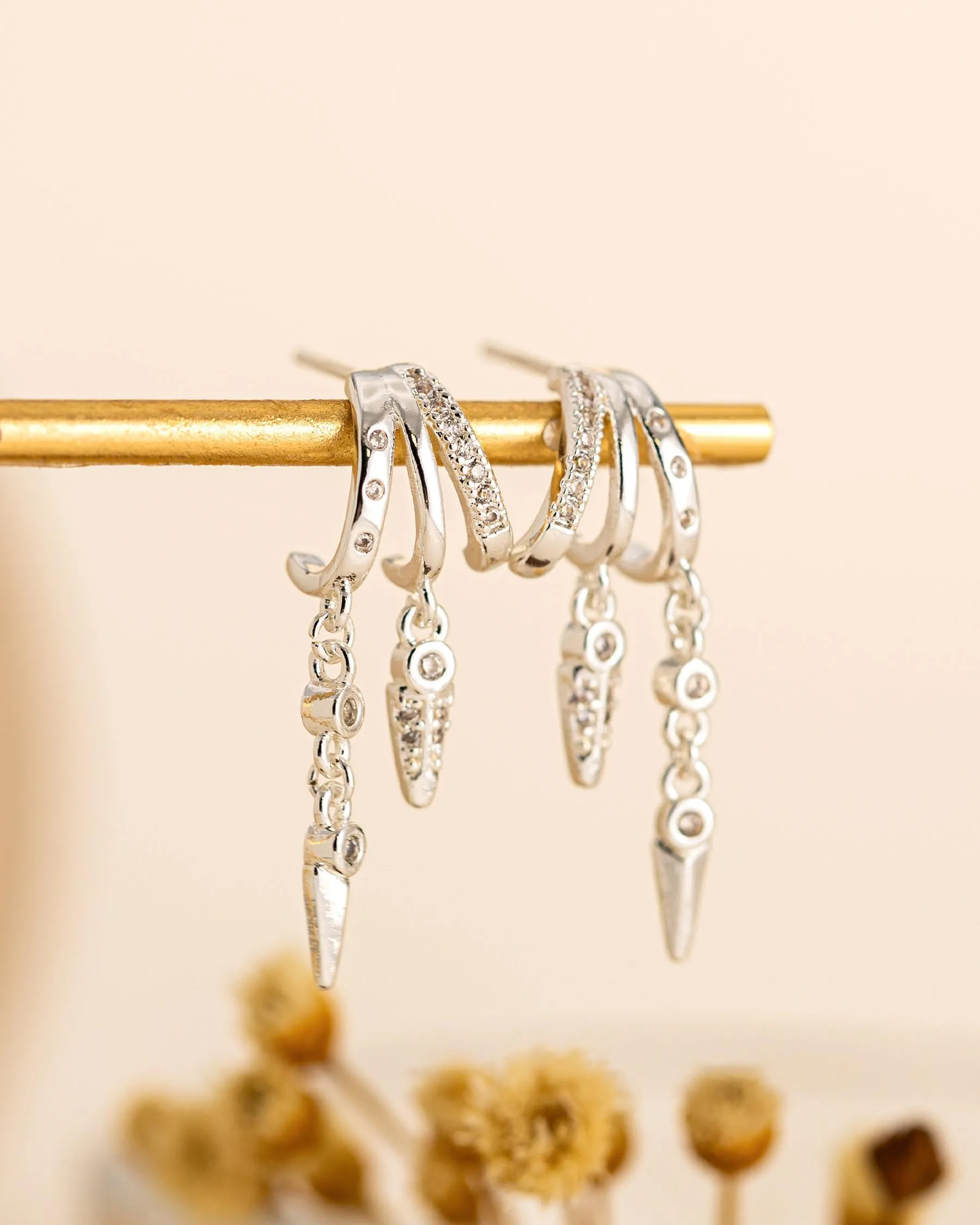 HANLI Orecchini Cerchio Pendenti Donna Argento 925 e Zirconi Cubici Anallergici Leggeri Trendy Gioielli di Moda per le Donne - immagine 4