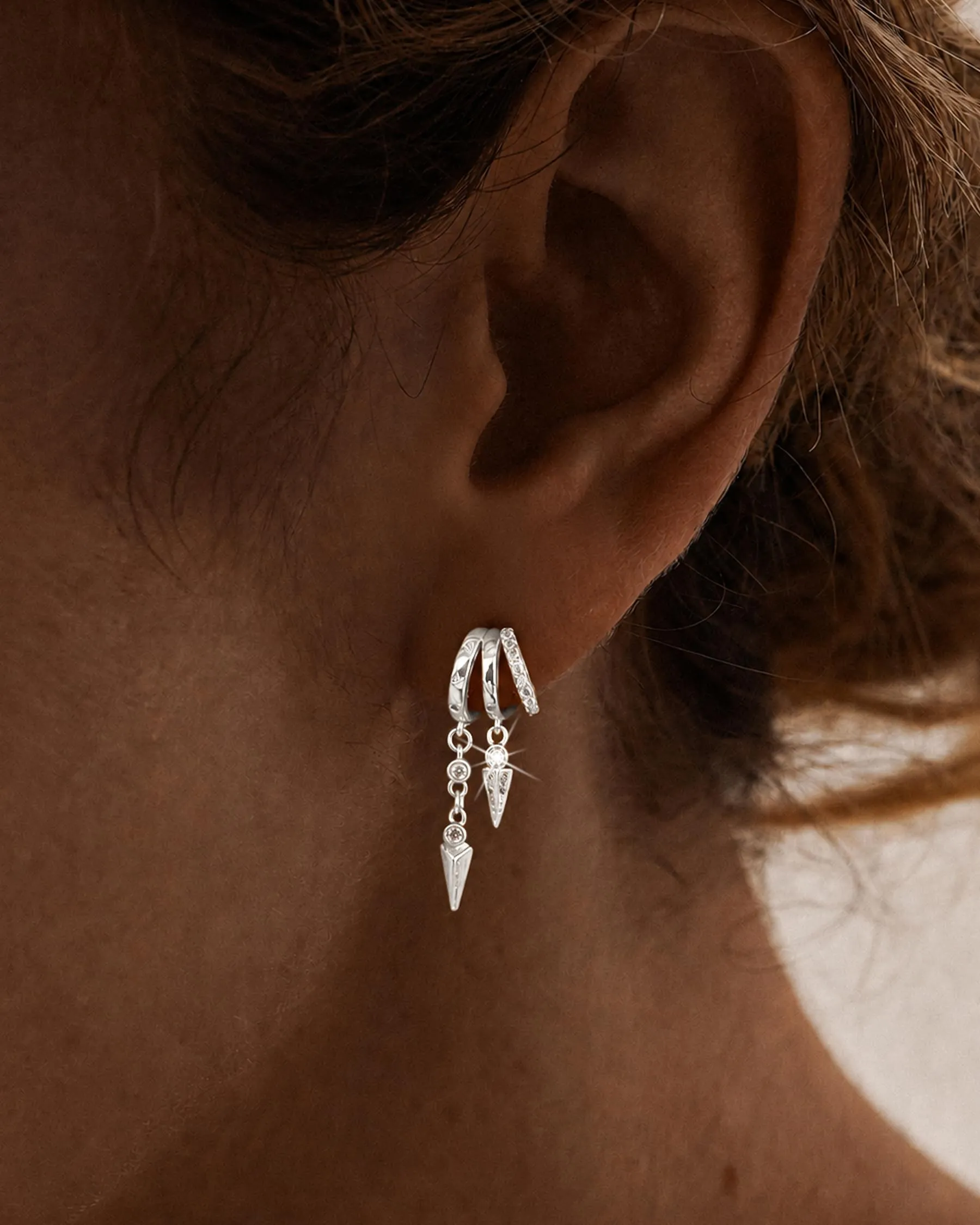 HANLI Orecchini Cerchio Pendenti Donna Argento 925 e Zirconi Cubici Anallergici Leggeri Trendy Gioielli di Moda per le Donne - immagine 5
