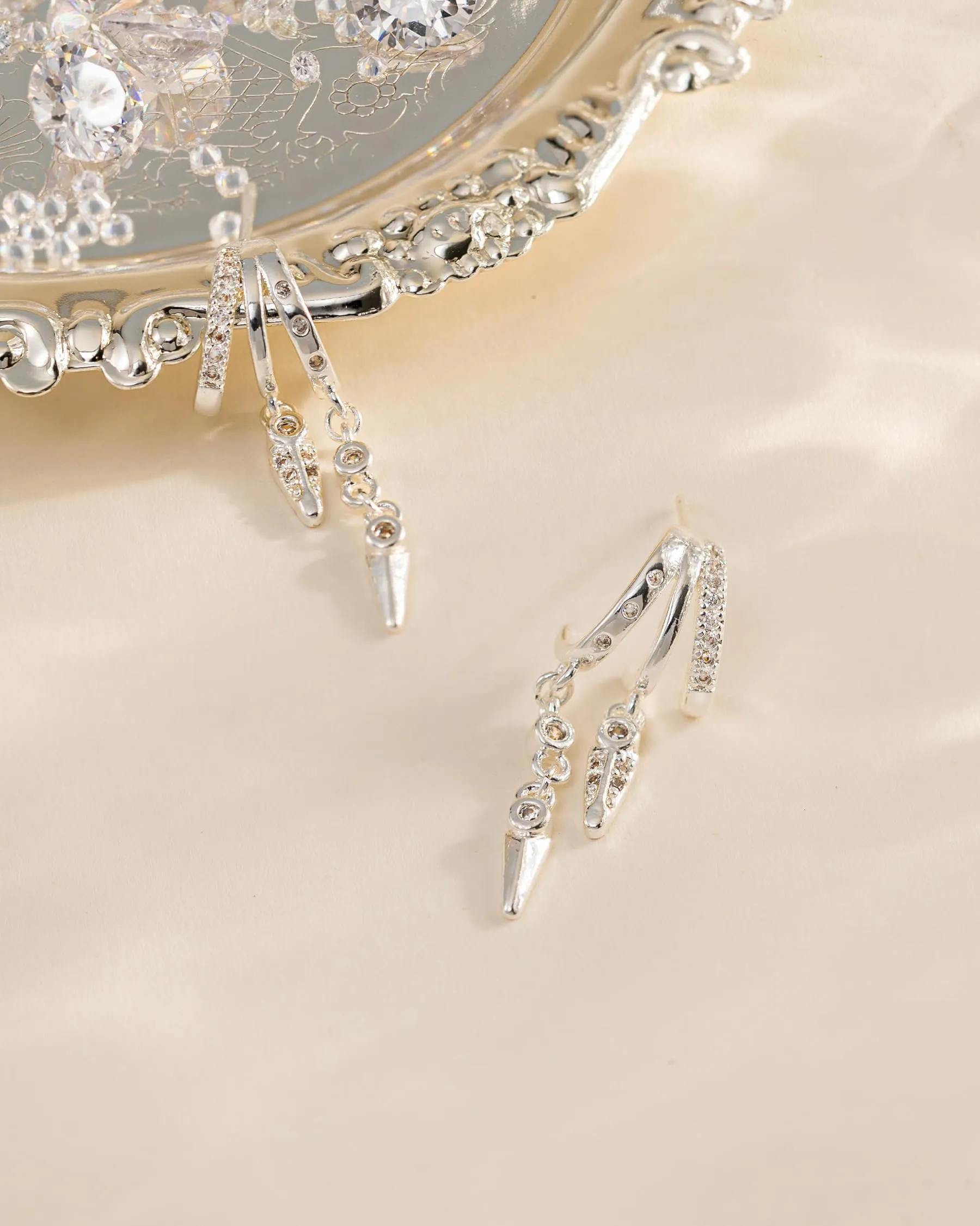 HANLI Orecchini Cerchio Pendenti Donna Argento 925 e Zirconi Cubici Anallergici Leggeri Trendy Gioielli di Moda per le Donne - immagine 6