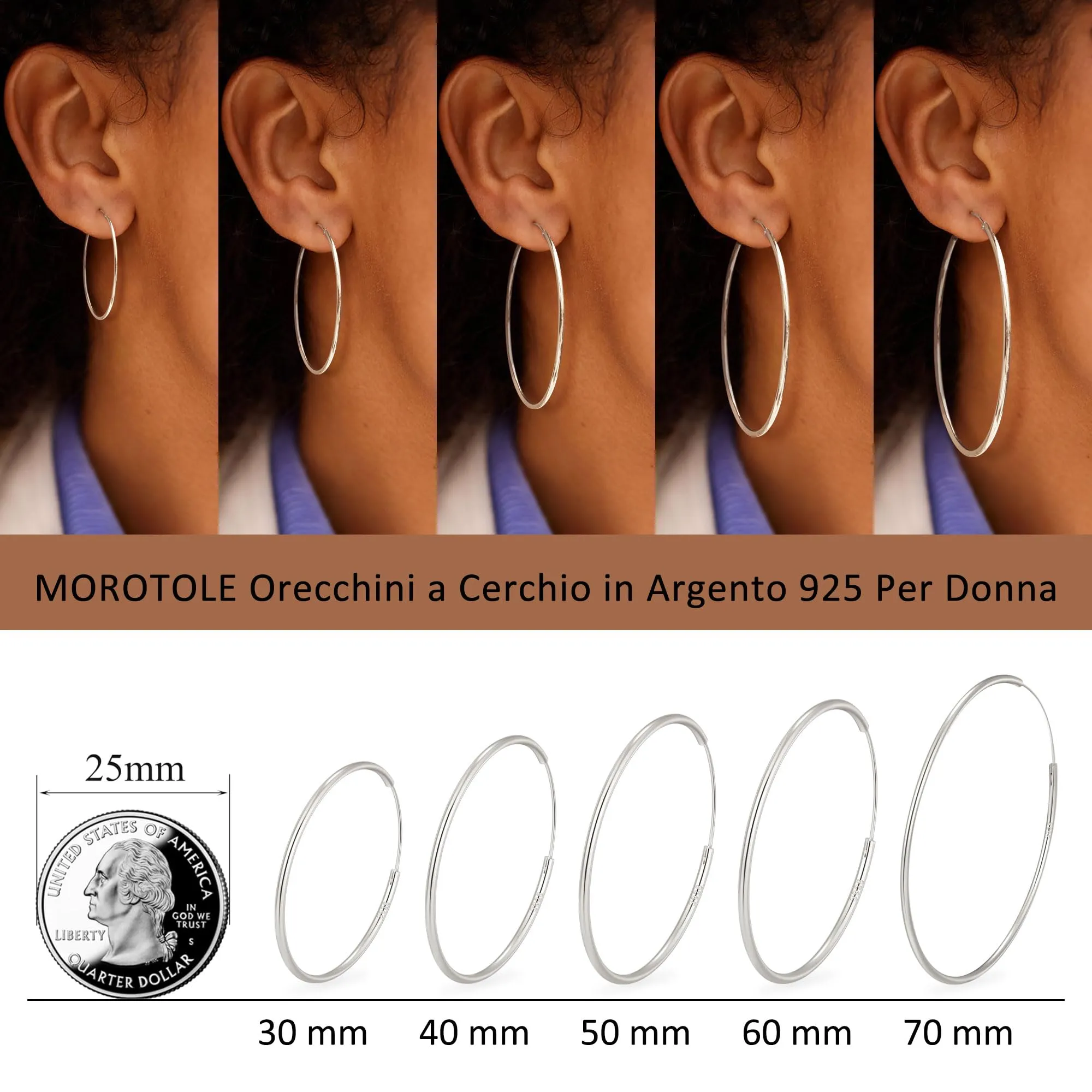 MOROTOLE Orecchini a Cerchio in Argento 925 Grandi per Donna Orecchinis Cerchios Grandi Orecchinis in Argento 925 Orecchini a Cerchio - immagine 3
