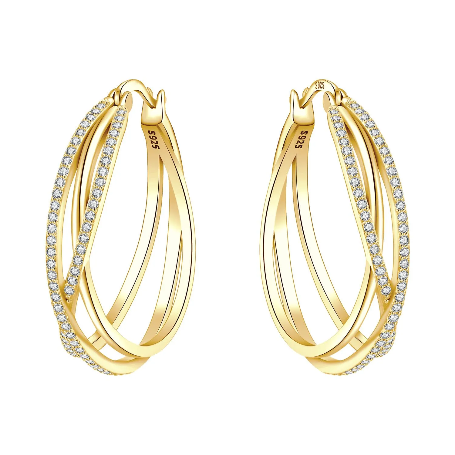 CYMYSS Orecchini Oro Donna in Argento 925 Placcato Oro 18K, Orecchini Dorati Eleganti e Leggeri, Gioielli Donna per Uso Quotidiano, Occasioni Speciali e Regalo - immagine 1
