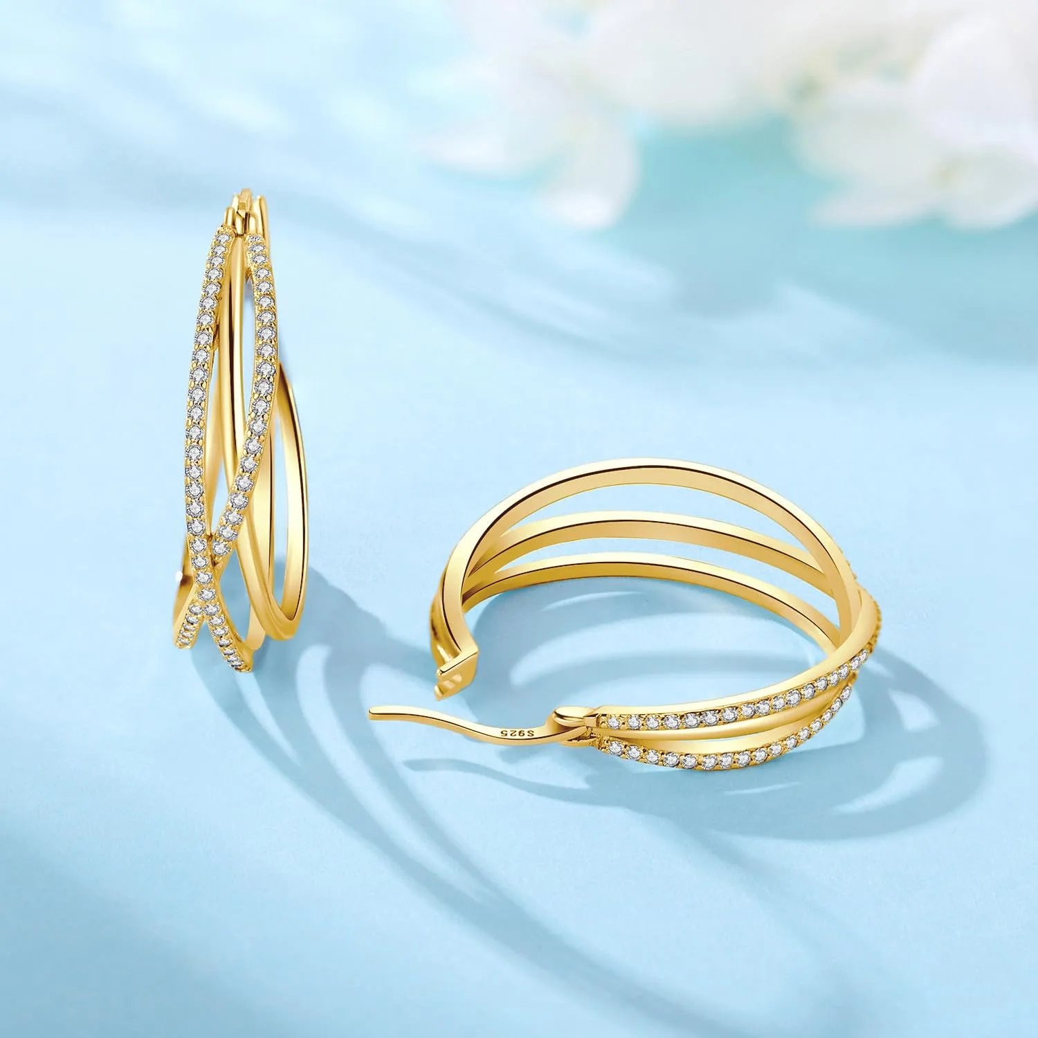CYMYSS Orecchini Oro Donna in Argento 925 Placcato Oro 18K, Orecchini Dorati Eleganti e Leggeri, Gioielli Donna per Uso Quotidiano, Occasioni Speciali e Regalo - immagine 4