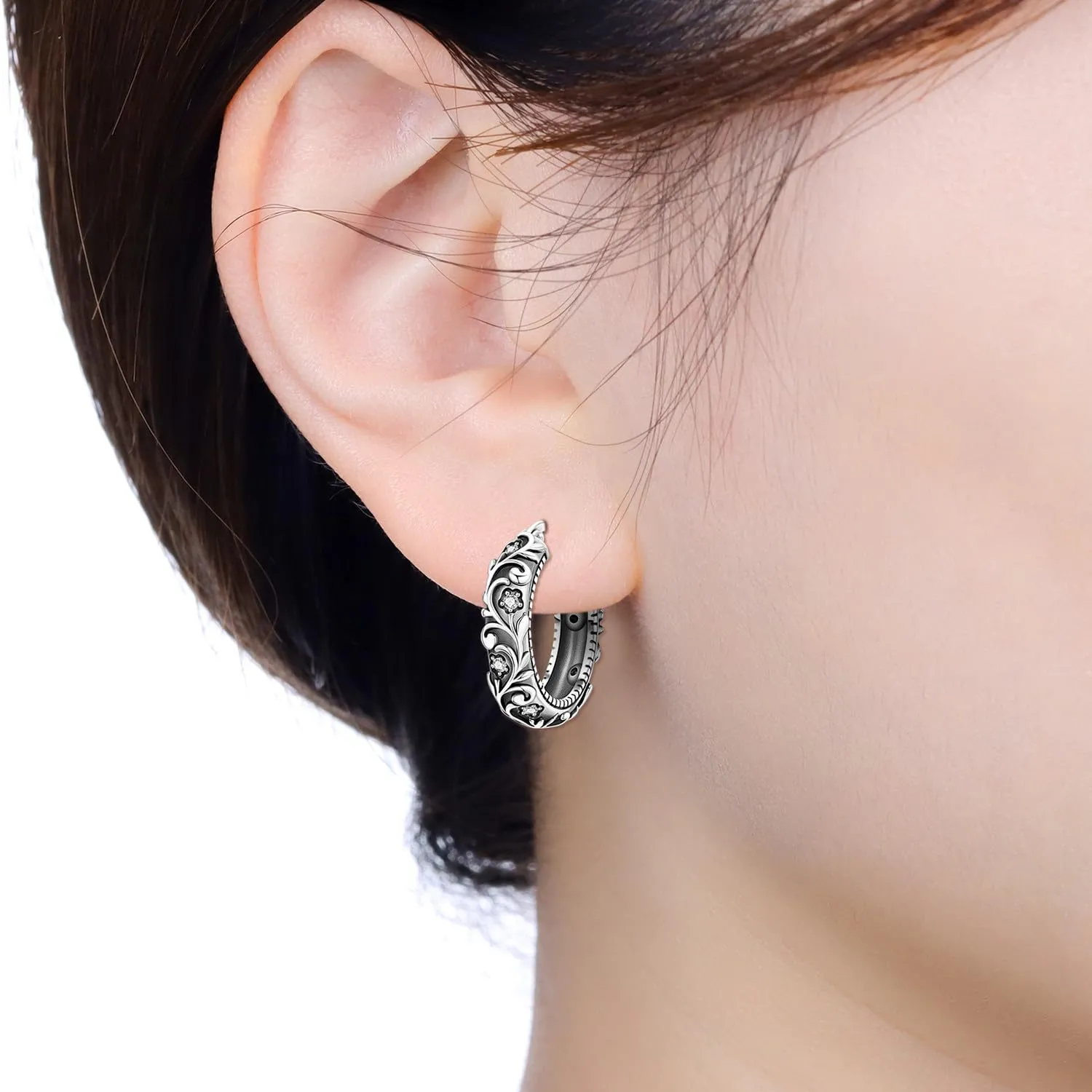 CYMYSS Orecchini Donna Argento 925 Orecchini Argento 925 a cerchio per uomini e donne Orecchini Anallergici Donna Orecchini a Cerchio Regali per Signore - immagine 2
