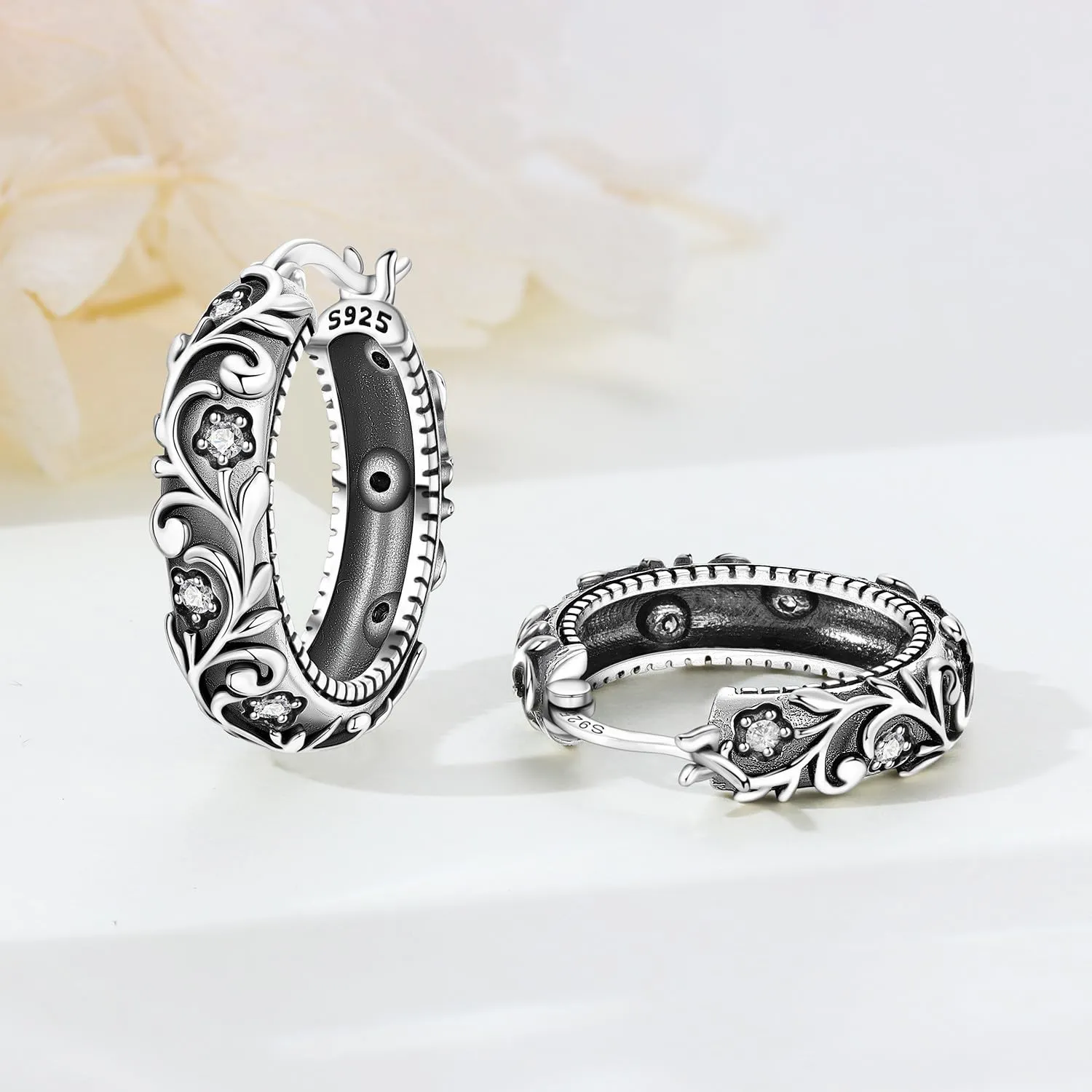CYMYSS Orecchini Donna Argento 925 Orecchini Argento 925 a cerchio per uomini e donne Orecchini Anallergici Donna Orecchini a Cerchio Regali per Signore - immagine 4