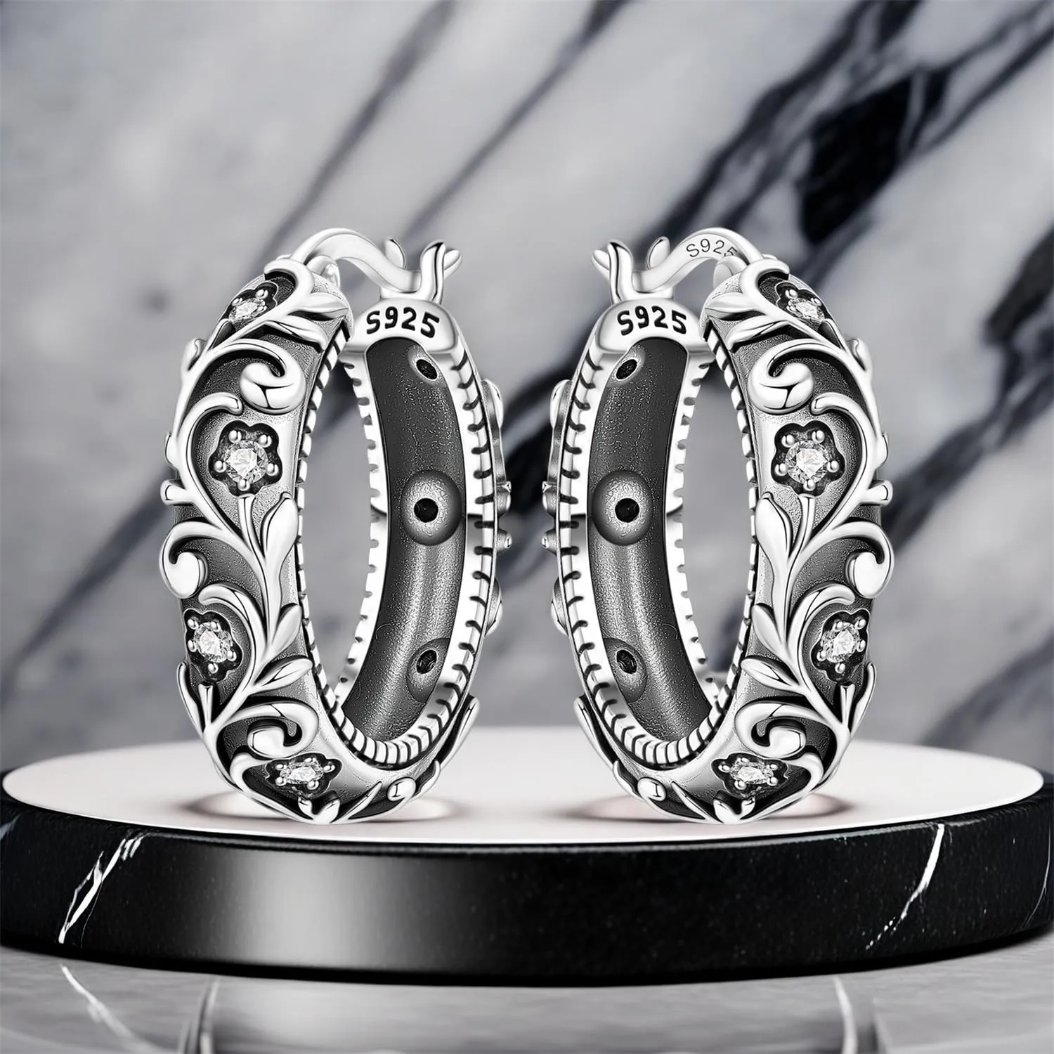 CYMYSS Orecchini Donna Argento 925 Orecchini Argento 925 a cerchio per uomini e donne Orecchini Anallergici Donna Orecchini a Cerchio Regali per Signore - immagine 7