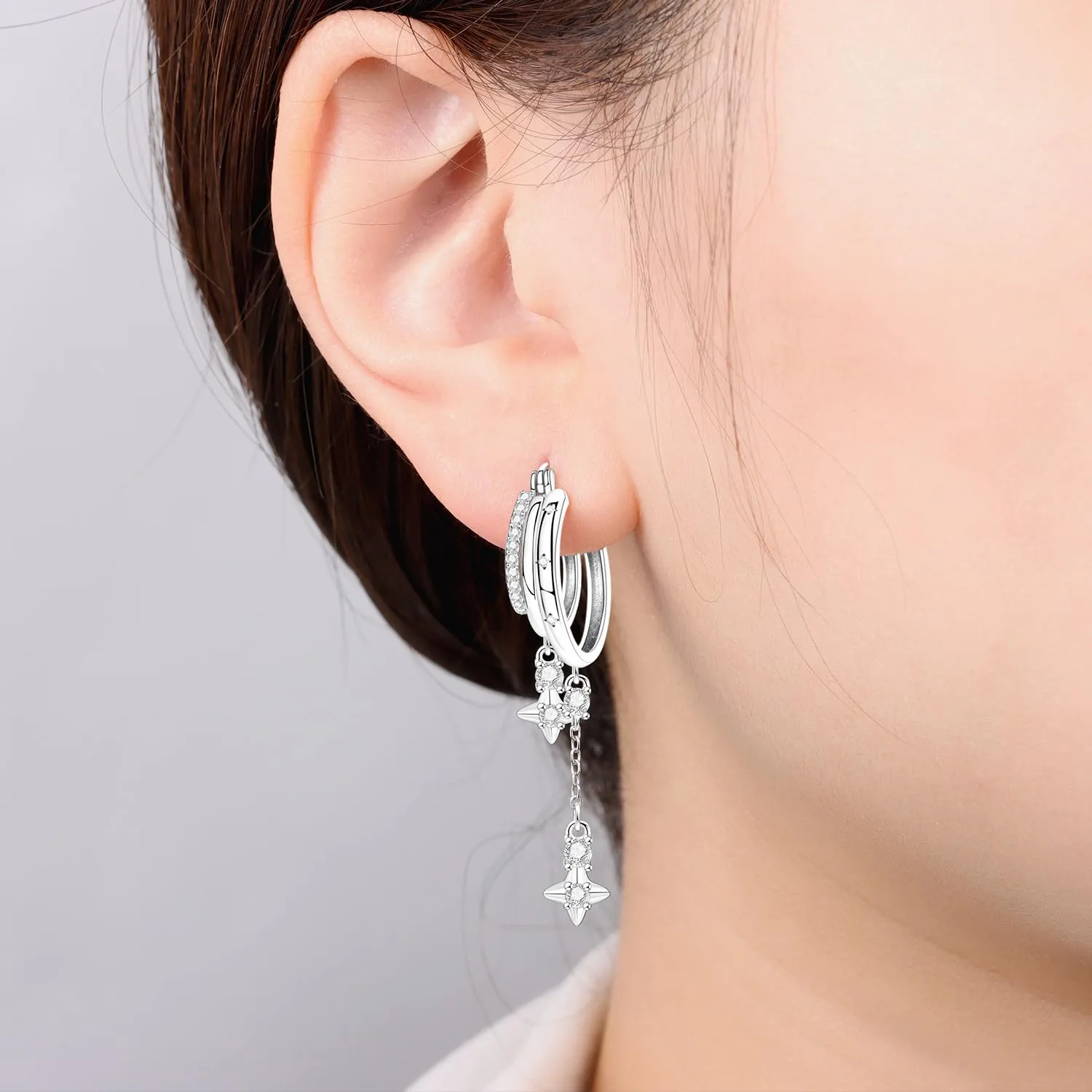 CYMYSS Orecchini Donna Pendenti Orecchini Donna Argento 925 Pendenti Orecchini Pendenti Donna Orecchini Anallergici Donna Orecchini Pendenti Argento Earrings for Women - immagine 3