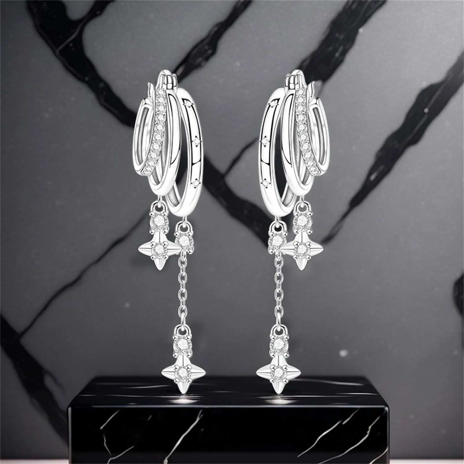 CYMYSS Orecchini Donna Pendenti Orecchini Donna Argento 925 Pendenti Orecchini Pendenti Donna Orecchini Anallergici Donna Orecchini Pendenti Argento Earrings for Women - immagine 5