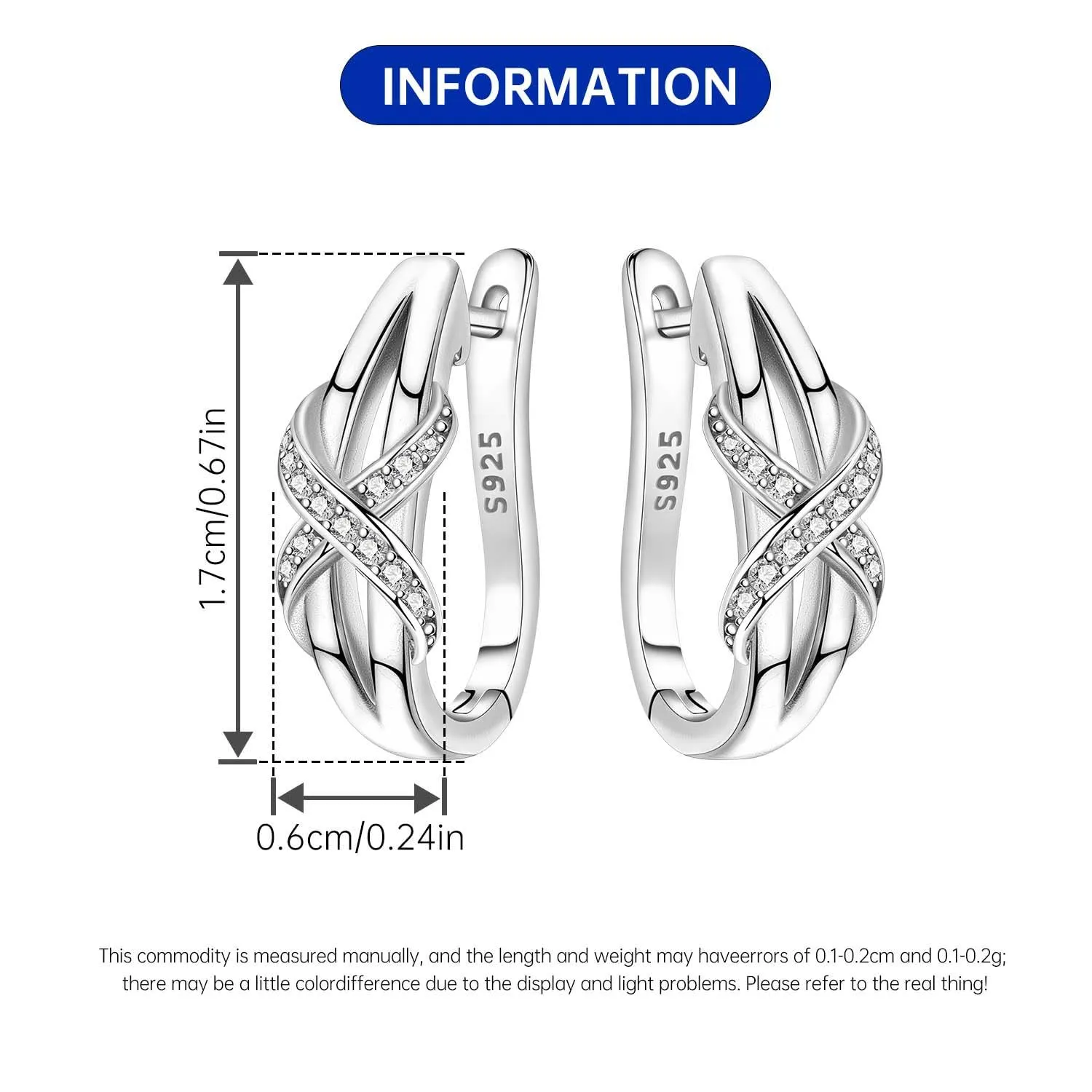 CYMYSS Orecchini Donna Argento 925 Orecchini Argento 925 a cerchio per uomini e donne Orecchini Anallergici Donna Orecchini a Cerchio Regali per Signore - immagine 2