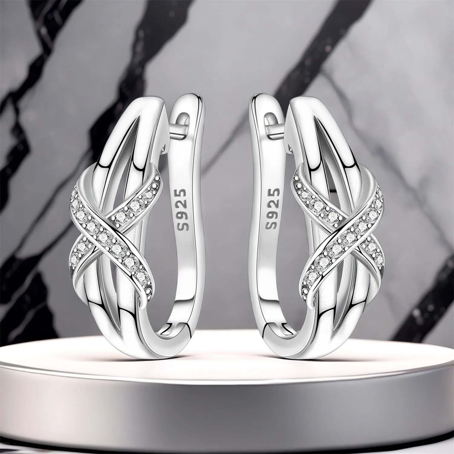 CYMYSS Orecchini Donna Argento 925 Orecchini Argento 925 a cerchio per uomini e donne Orecchini Anallergici Donna Orecchini a Cerchio Regali per Signore - immagine 5