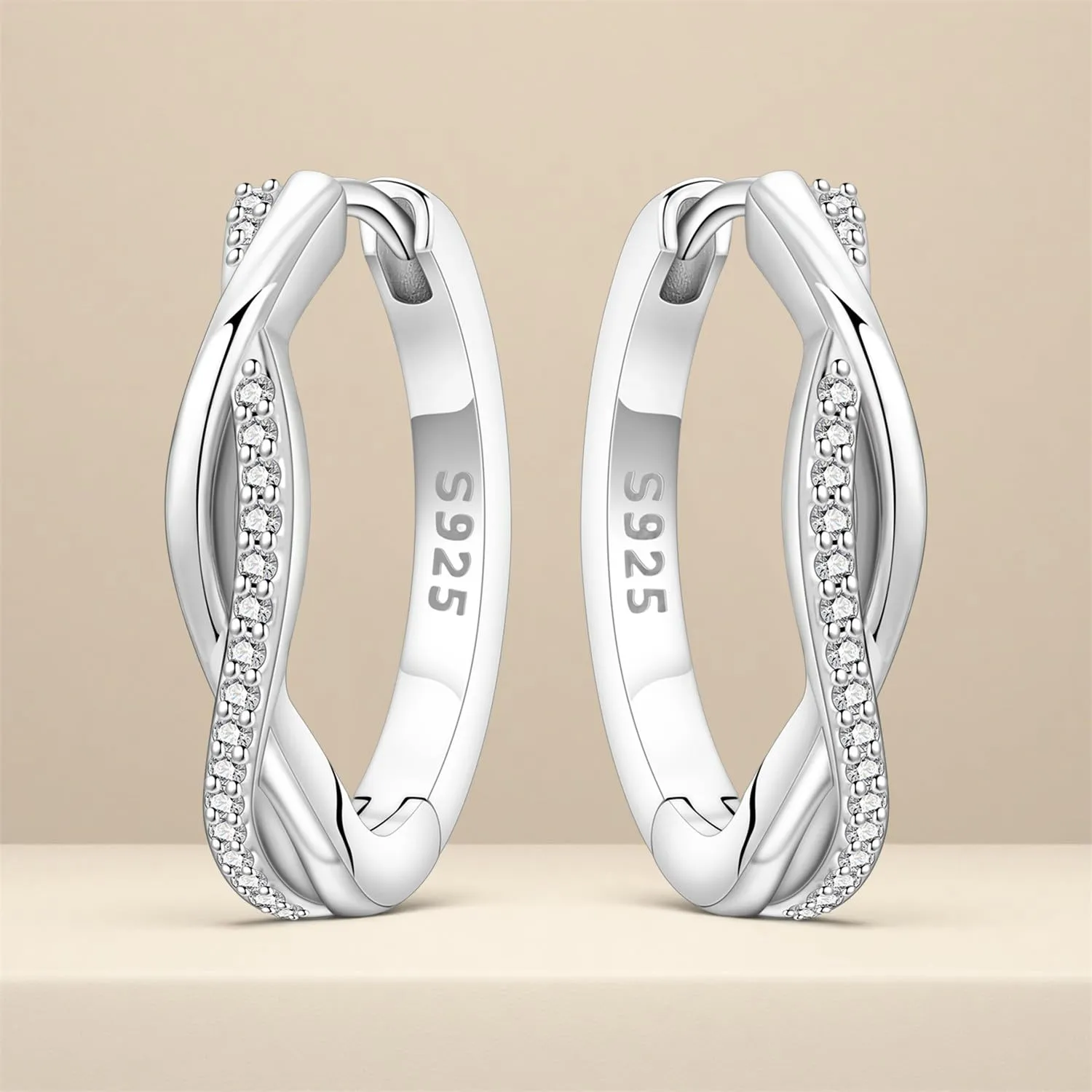 CYMYSS Orecchini Donna Argento 925 Orecchini Argento 925 a cerchio per uomini e donne Orecchini Anallergici Donna Orecchini a Cerchio Regali per Signore - immagine 5