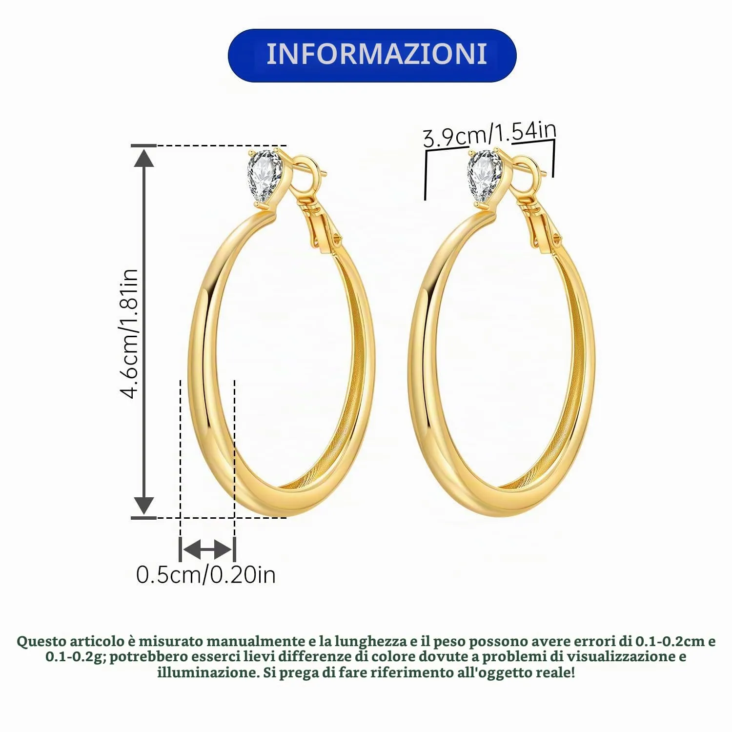 CYMYSS Orecchini Oro Donna in Argento 925 Placcato Oro 18K, Orecchini Dorati Eleganti e Leggeri, Gioielli Donna per Uso Quotidiano, Occasioni Speciali e Regalo - immagine 2