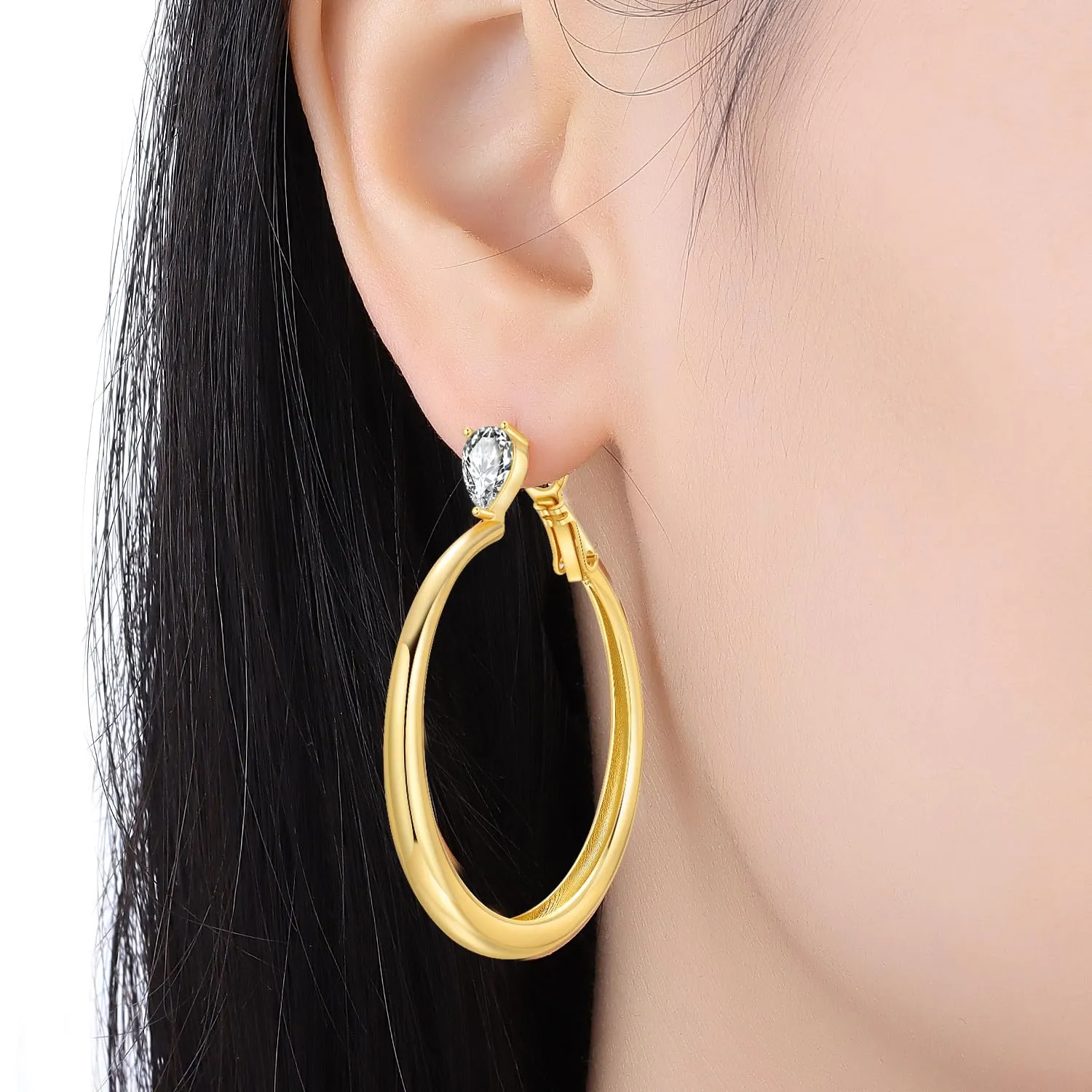 CYMYSS Orecchini Oro Donna in Argento 925 Placcato Oro 18K, Orecchini Dorati Eleganti e Leggeri, Gioielli Donna per Uso Quotidiano, Occasioni Speciali e Regalo - immagine 3