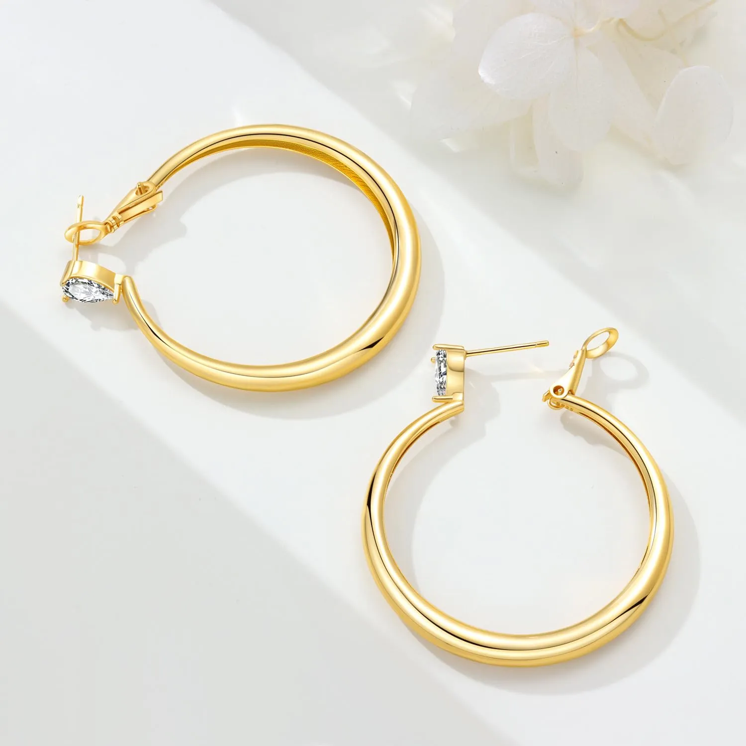 CYMYSS Orecchini Oro Donna in Argento 925 Placcato Oro 18K, Orecchini Dorati Eleganti e Leggeri, Gioielli Donna per Uso Quotidiano, Occasioni Speciali e Regalo - immagine 4