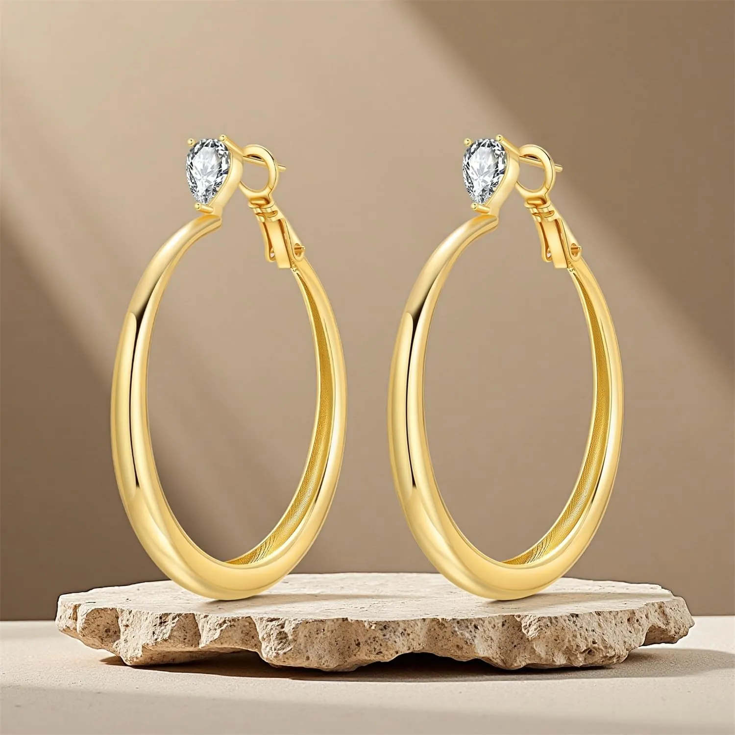 CYMYSS Orecchini Oro Donna in Argento 925 Placcato Oro 18K, Orecchini Dorati Eleganti e Leggeri, Gioielli Donna per Uso Quotidiano, Occasioni Speciali e Regalo - immagine 5