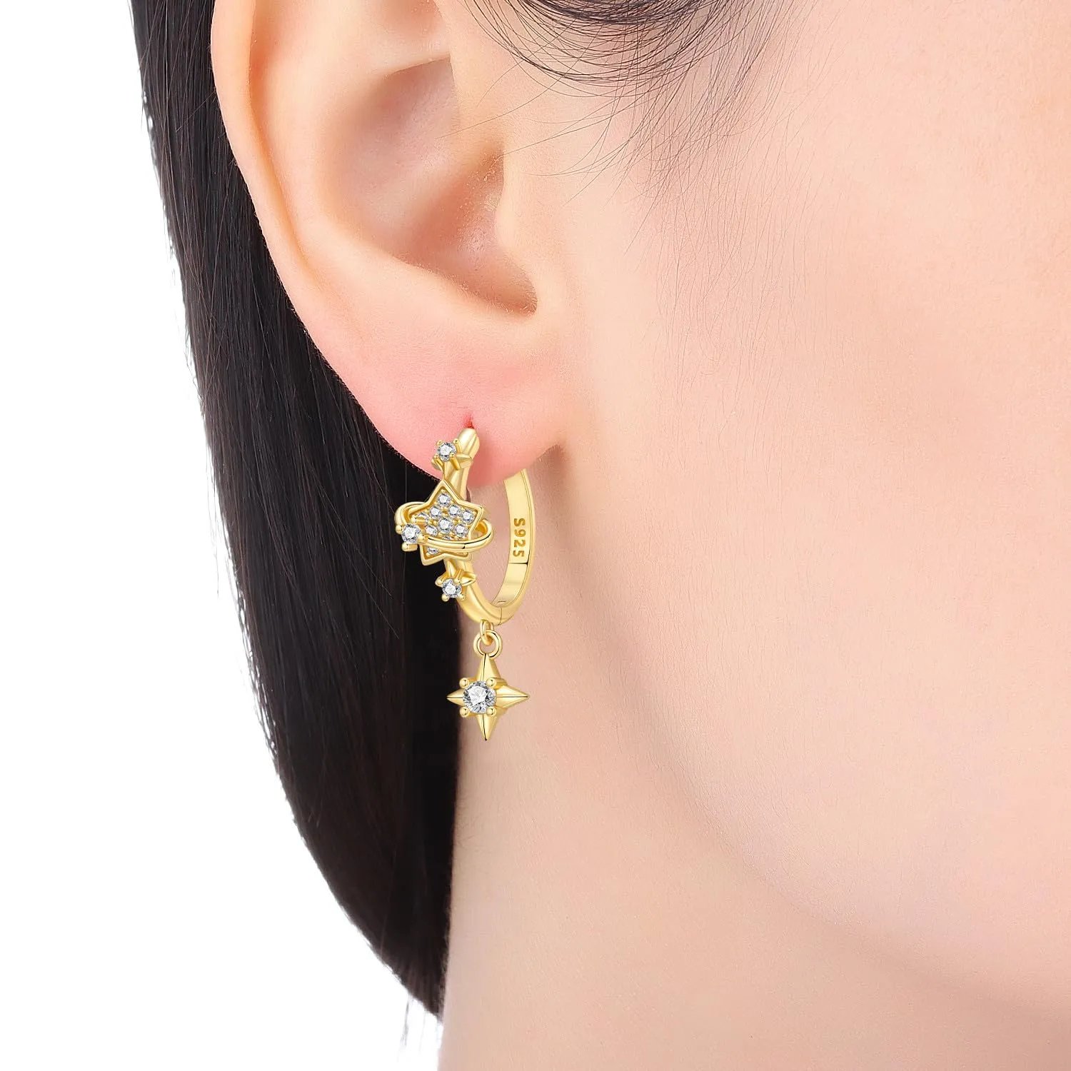 CYMYSS Orecchini Oro Donna in Argento 925 Placcato Oro 18K, Orecchini Dorati Eleganti e Leggeri, Gioielli Donna per Uso Quotidiano, Occasioni Speciali e Regalo - immagine 2