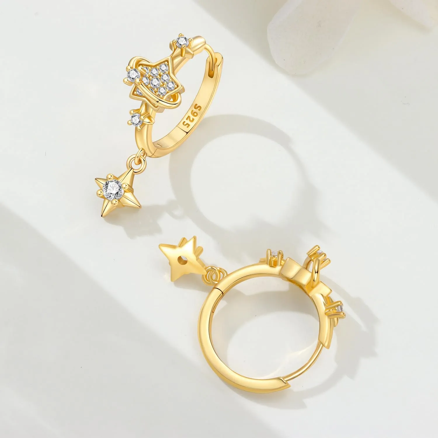 CYMYSS Orecchini Oro Donna in Argento 925 Placcato Oro 18K, Orecchini Dorati Eleganti e Leggeri, Gioielli Donna per Uso Quotidiano, Occasioni Speciali e Regalo - immagine 4