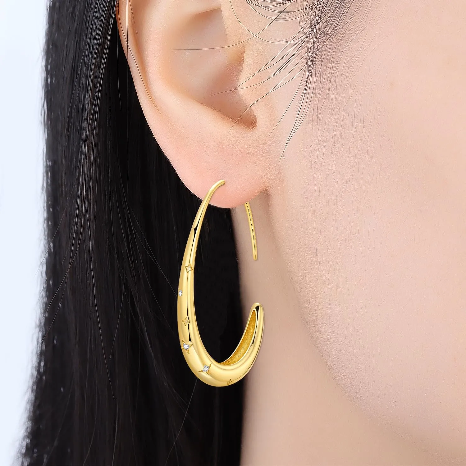 CYMYSS Orecchini Oro Donna in Argento 925 Placcato Oro 18K, Orecchini Dorati Eleganti e Leggeri, Gioielli Donna per Uso Quotidiano, Occasioni Speciali e Regalo - immagine 2