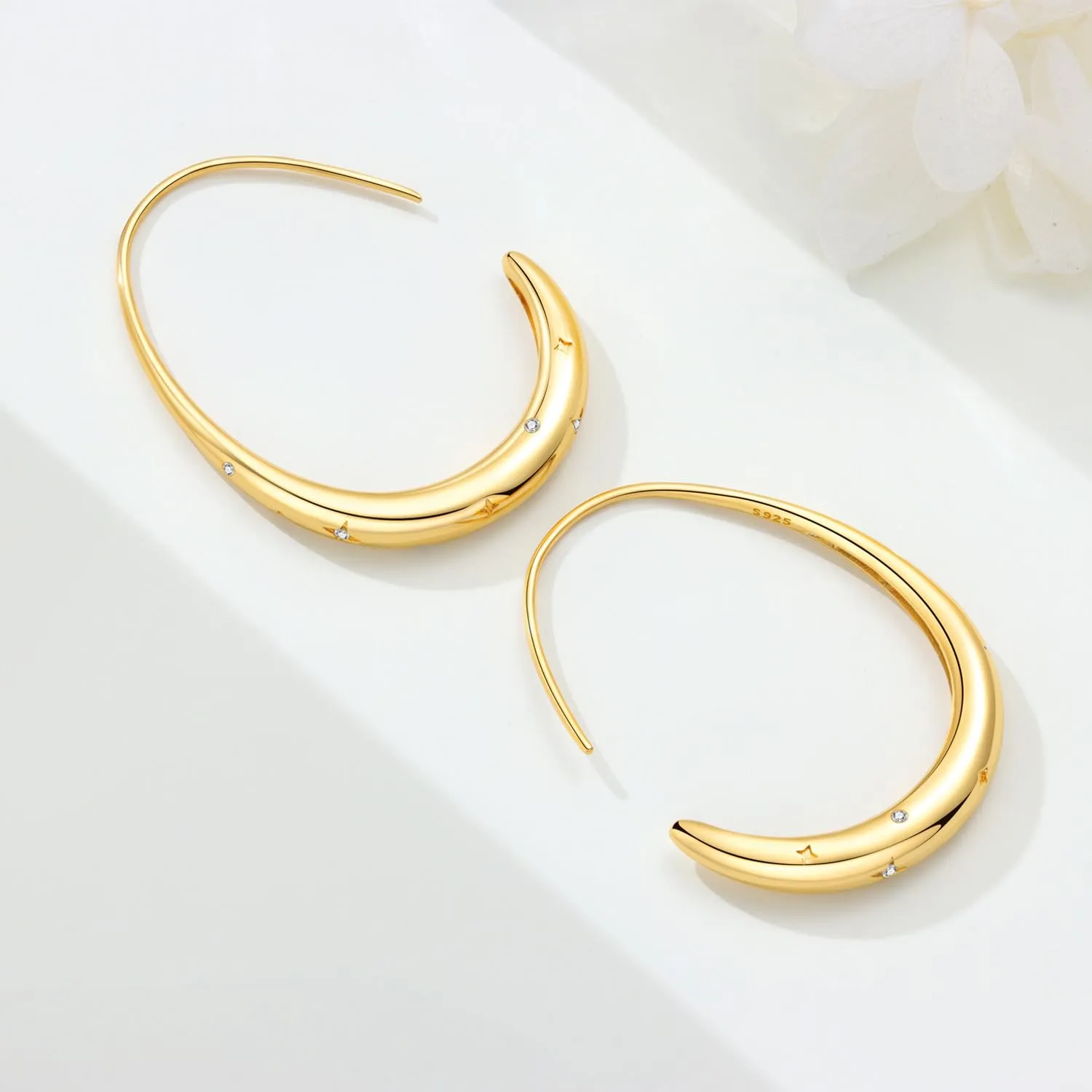 CYMYSS Orecchini Oro Donna in Argento 925 Placcato Oro 18K, Orecchini Dorati Eleganti e Leggeri, Gioielli Donna per Uso Quotidiano, Occasioni Speciali e Regalo - immagine 4