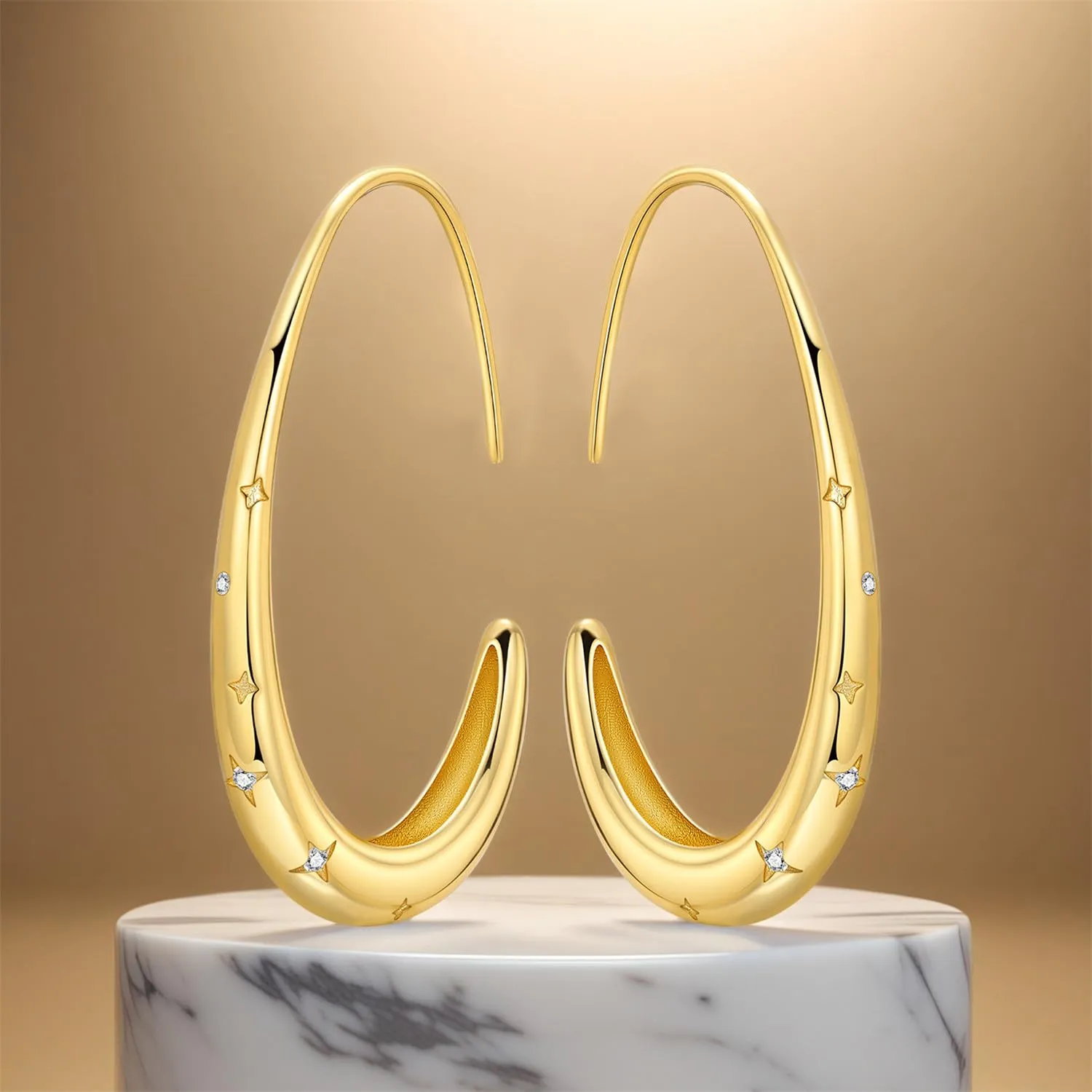 CYMYSS Orecchini Oro Donna in Argento 925 Placcato Oro 18K, Orecchini Dorati Eleganti e Leggeri, Gioielli Donna per Uso Quotidiano, Occasioni Speciali e Regalo - immagine 7