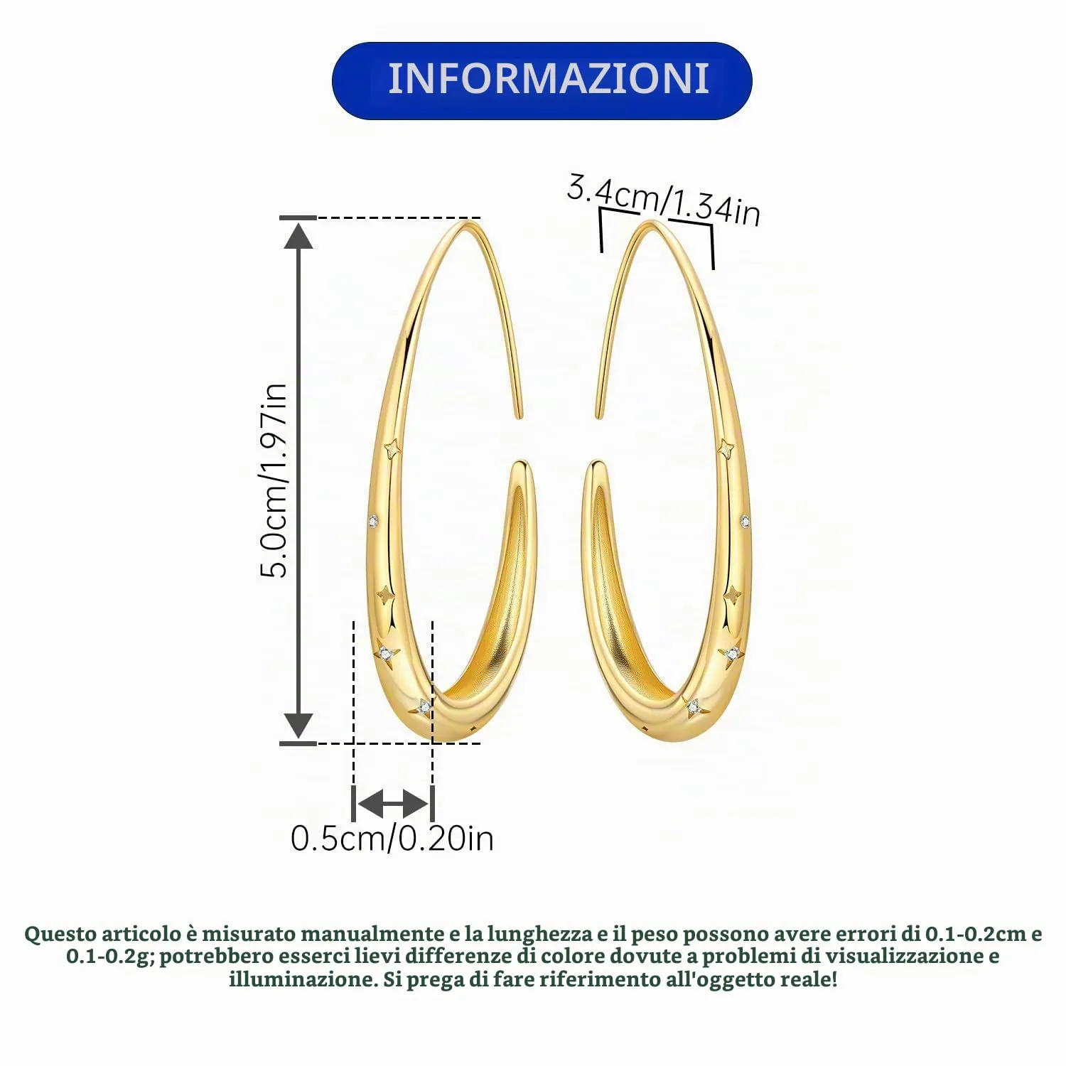CYMYSS Orecchini Oro Donna in Argento 925 Placcato Oro 18K, Orecchini Dorati Eleganti e Leggeri, Gioielli Donna per Uso Quotidiano, Occasioni Speciali e Regalo - immagine 3