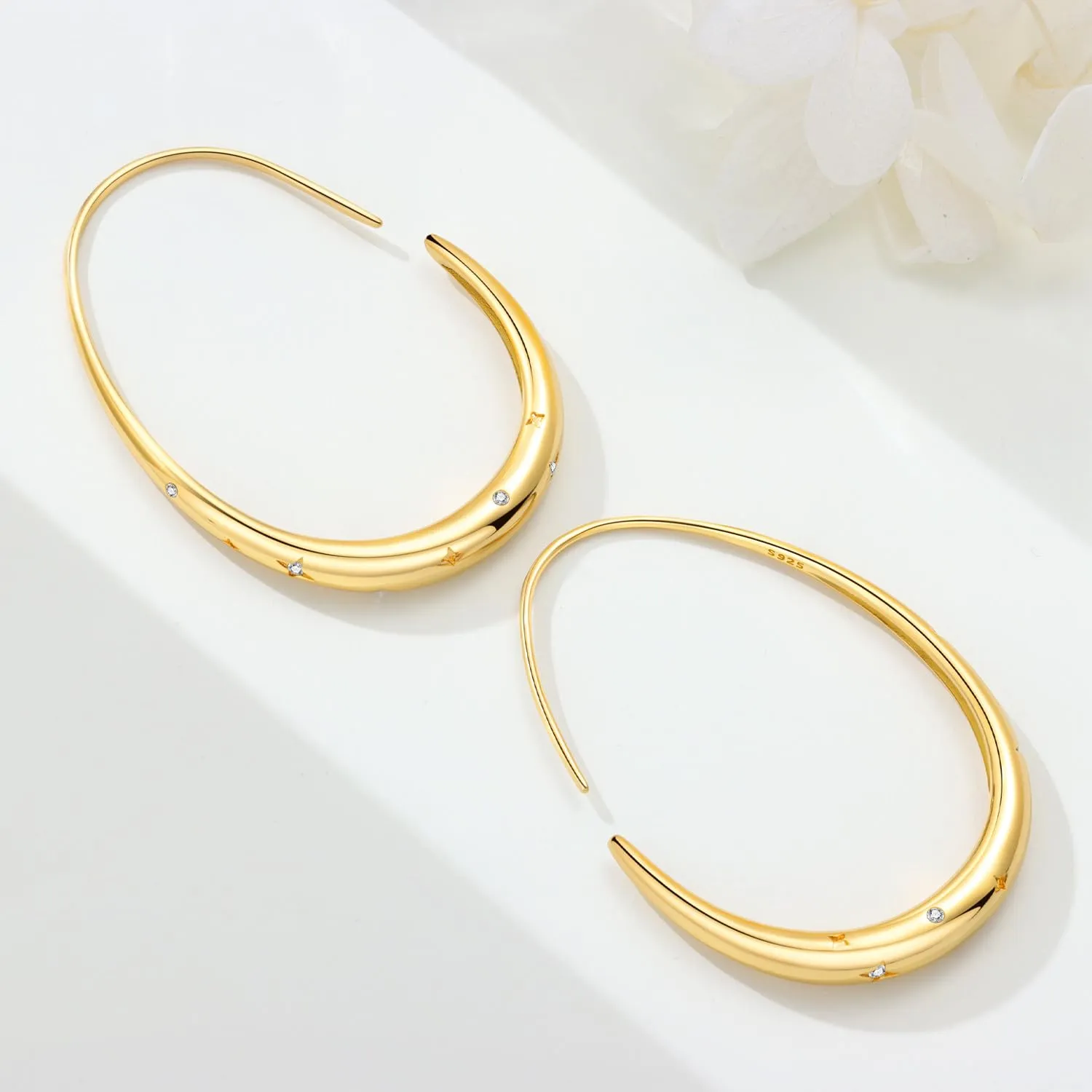 CYMYSS Orecchini Oro Donna in Argento 925 Placcato Oro 18K, Orecchini Dorati Eleganti e Leggeri, Gioielli Donna per Uso Quotidiano, Occasioni Speciali e Regalo - immagine 4